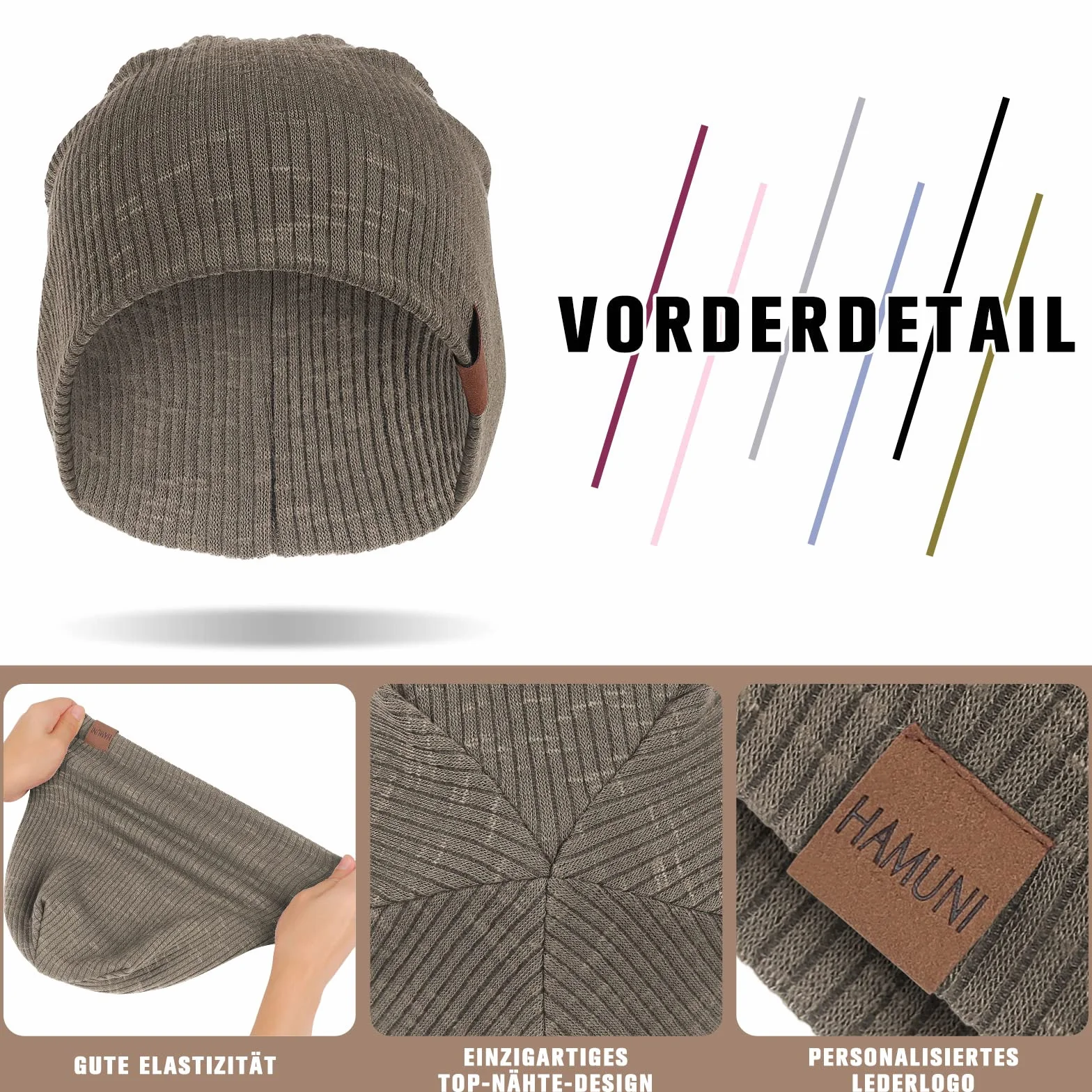 Hamuni Slouch Beanie Czapka damska, męska, elastyczna, miękka, wygodna, z dżerseju, klasyczna, modna, długa czapka typu beanie, idealna na wiosnę, jesień i zimę, zielony, jeden rozmiar