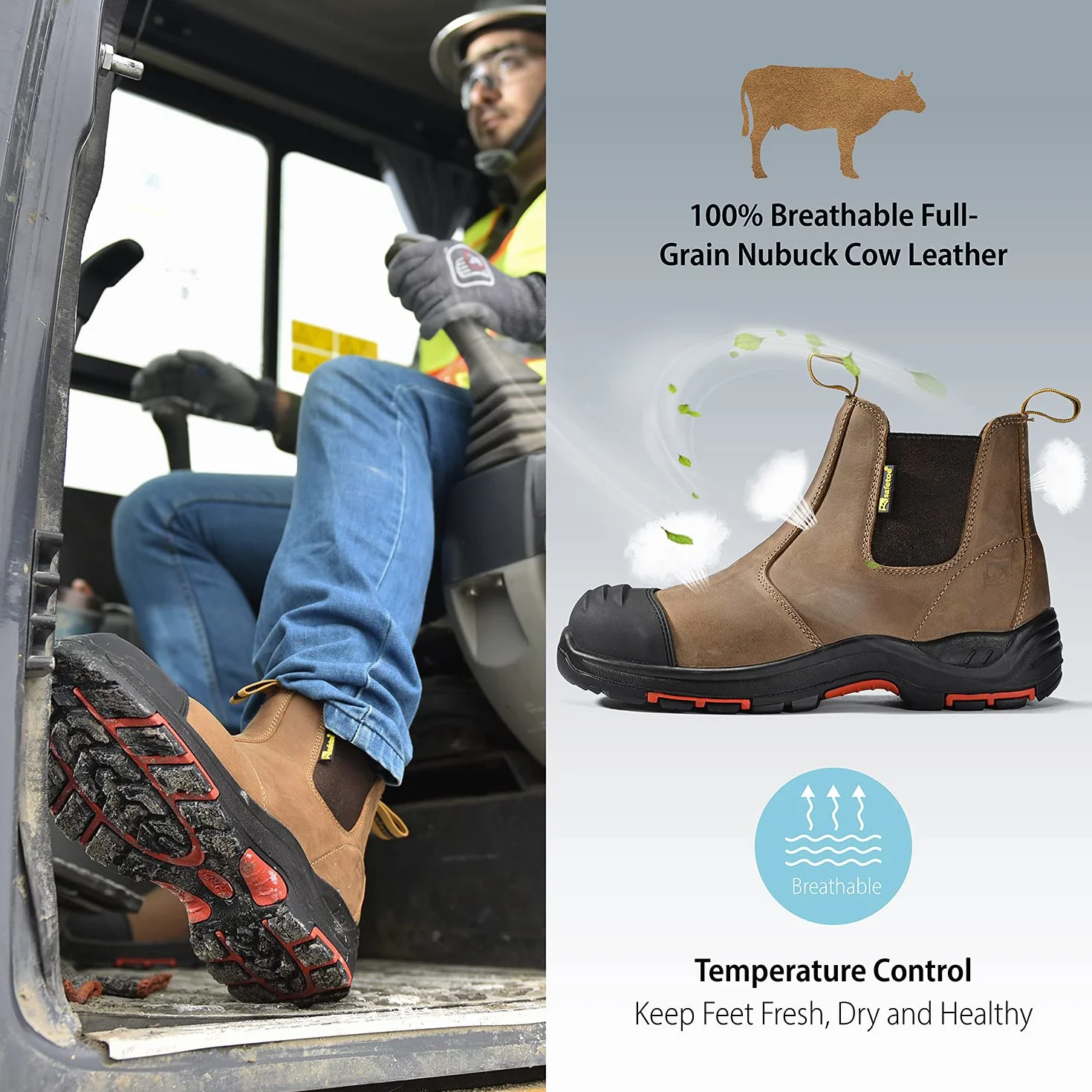 SAFEYEAR S3 buty robocze męskie i damskie, M-8025, buty ochronne, wysokie, ESD, wodoszczelna i oddychająca skóra, lekka i wygodna wkładka, stalowe noski S1P i stalowa płyta