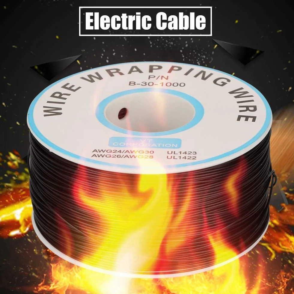 【𝐖𝐢𝐞𝐥𝐤𝐚𝐧𝐨𝐜】 1Roll Electric Cable, drut miedziany, 30AWG, średnica rdzenia: 0,25 mm, kolor czarny