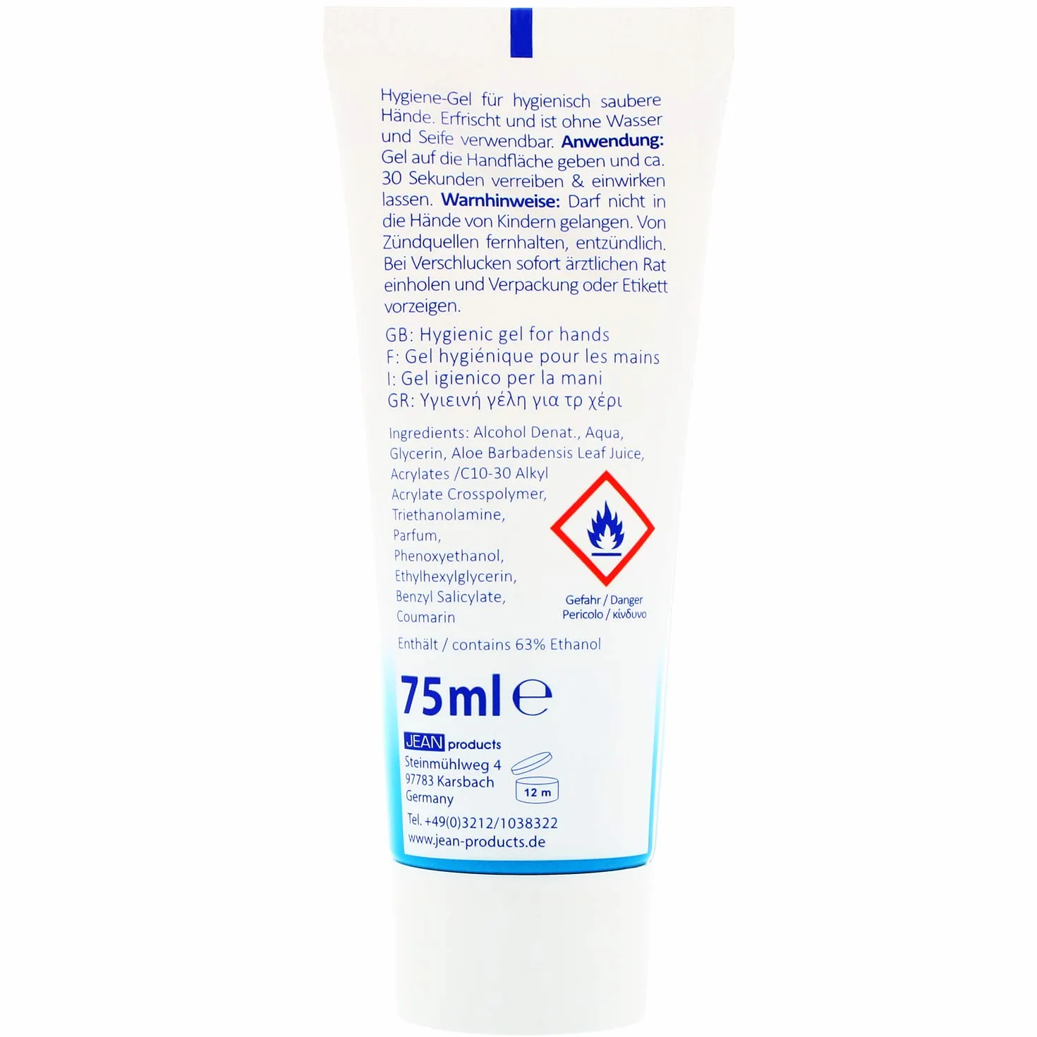 2 x higieniczny żel do rąk w tubce – żel higieniczny do mobilnego mycia rąk bez wody do zastosowania w czasie podróży – 75 ml na tubkę