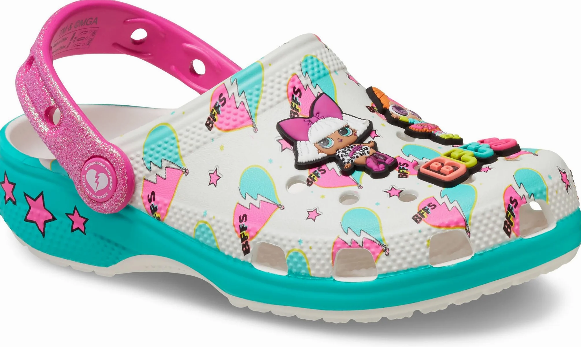 Klapki dziecięce Crocs LOL SURPRISE BFF CLASSIC CLOG, kolor turkusowy