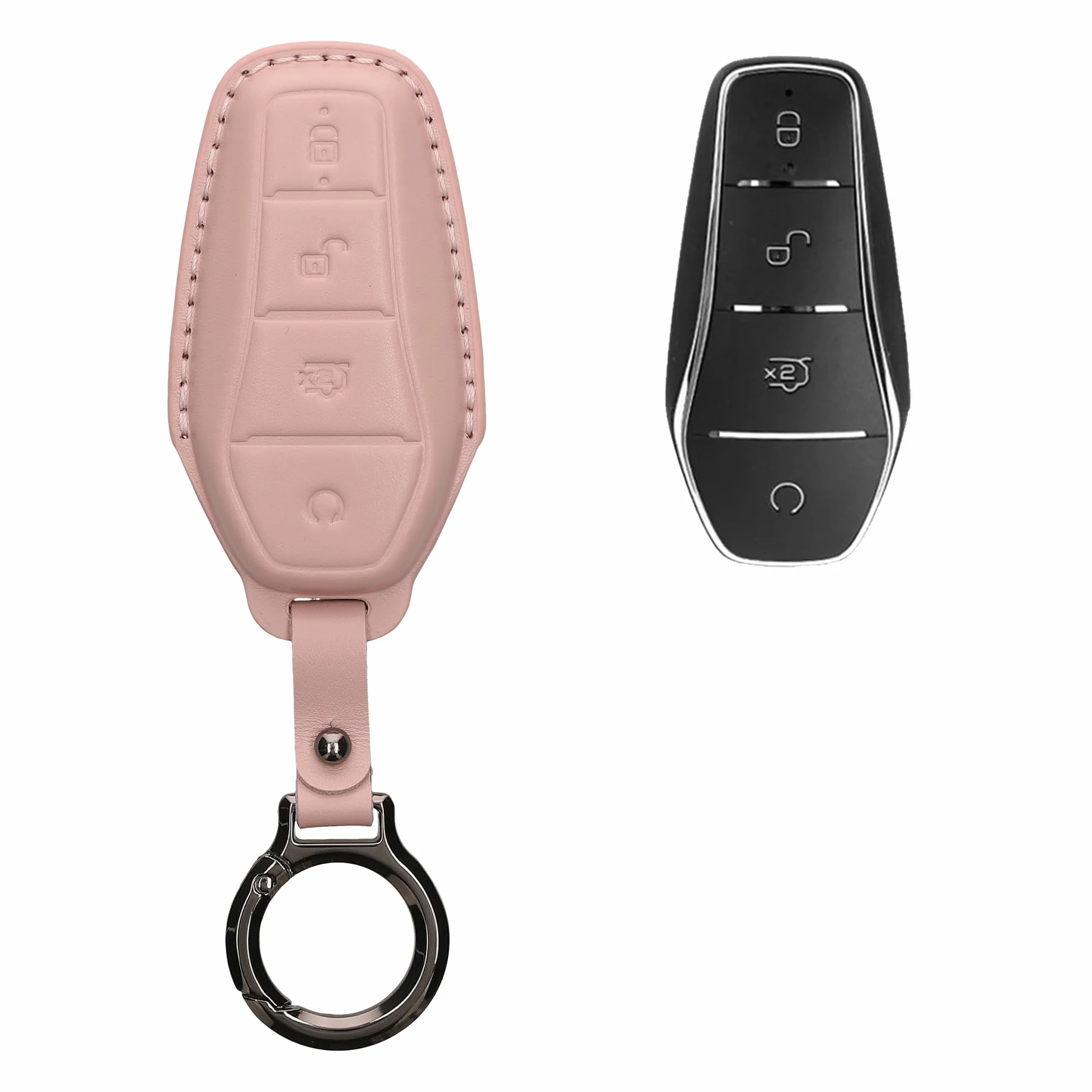 kwmobile Skórzane etui ochronne na kluczyki samochodowe BYD Atto 3 Sealion Han Tang Dolphin Seal, róż