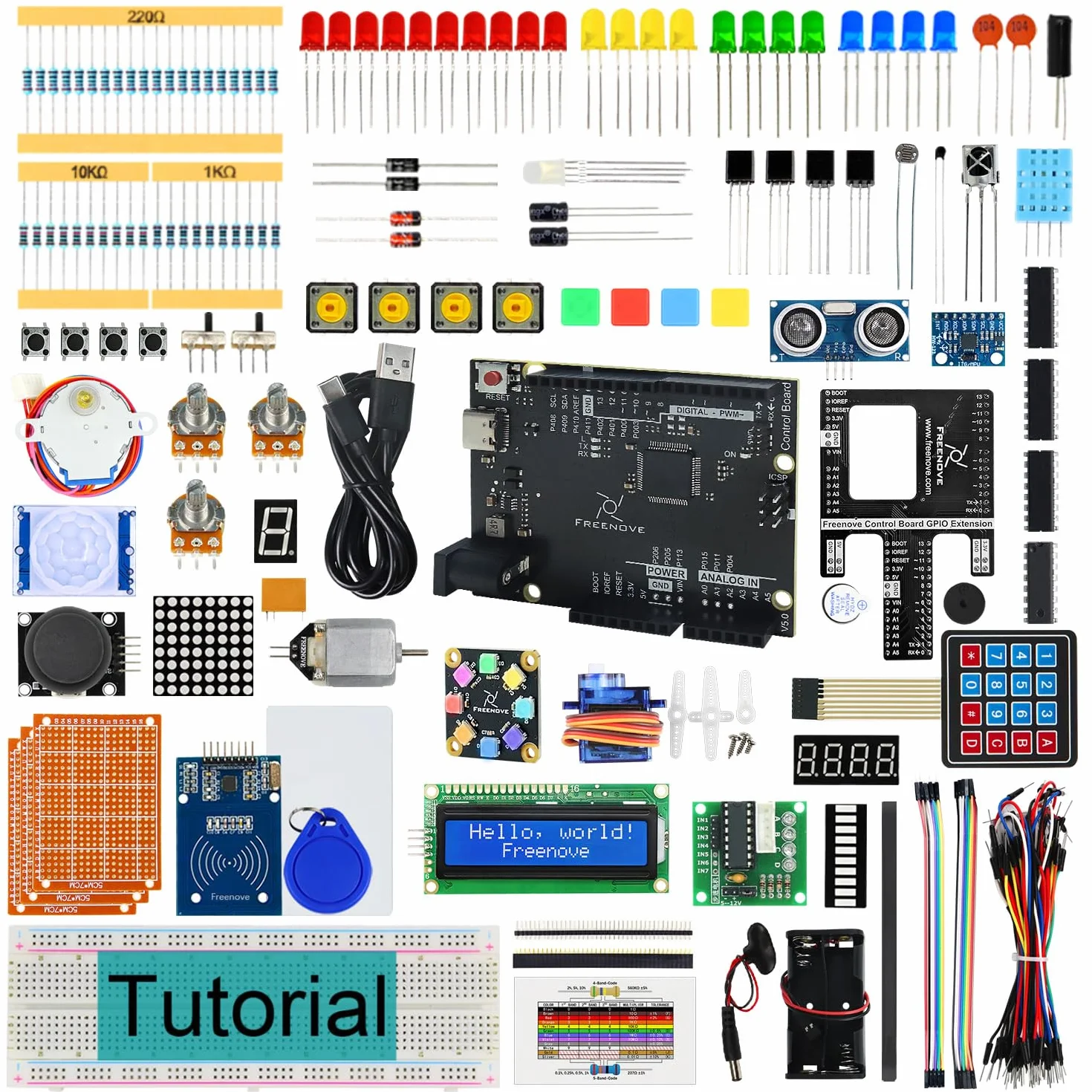 Freenove Ultimate Starter Kit with Board V5 Rev4 Mini (Compatible with Arduino IDE), Arm Cortex-M4 Microcontroller, 399-Page Detailed Tutorial, 220 Items, 78 Projects