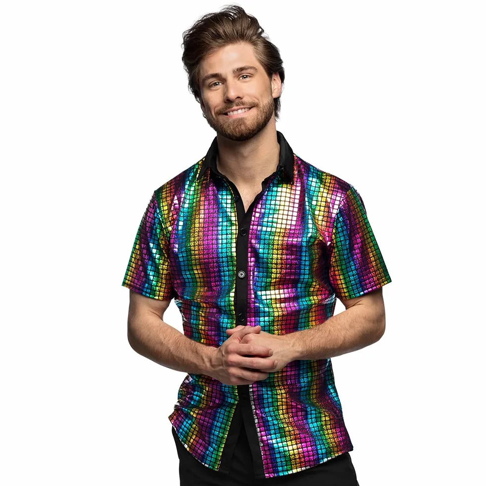 Boland Coloured Disco Diamond Shirt koszula męska z krótkim rękawem imprezowa