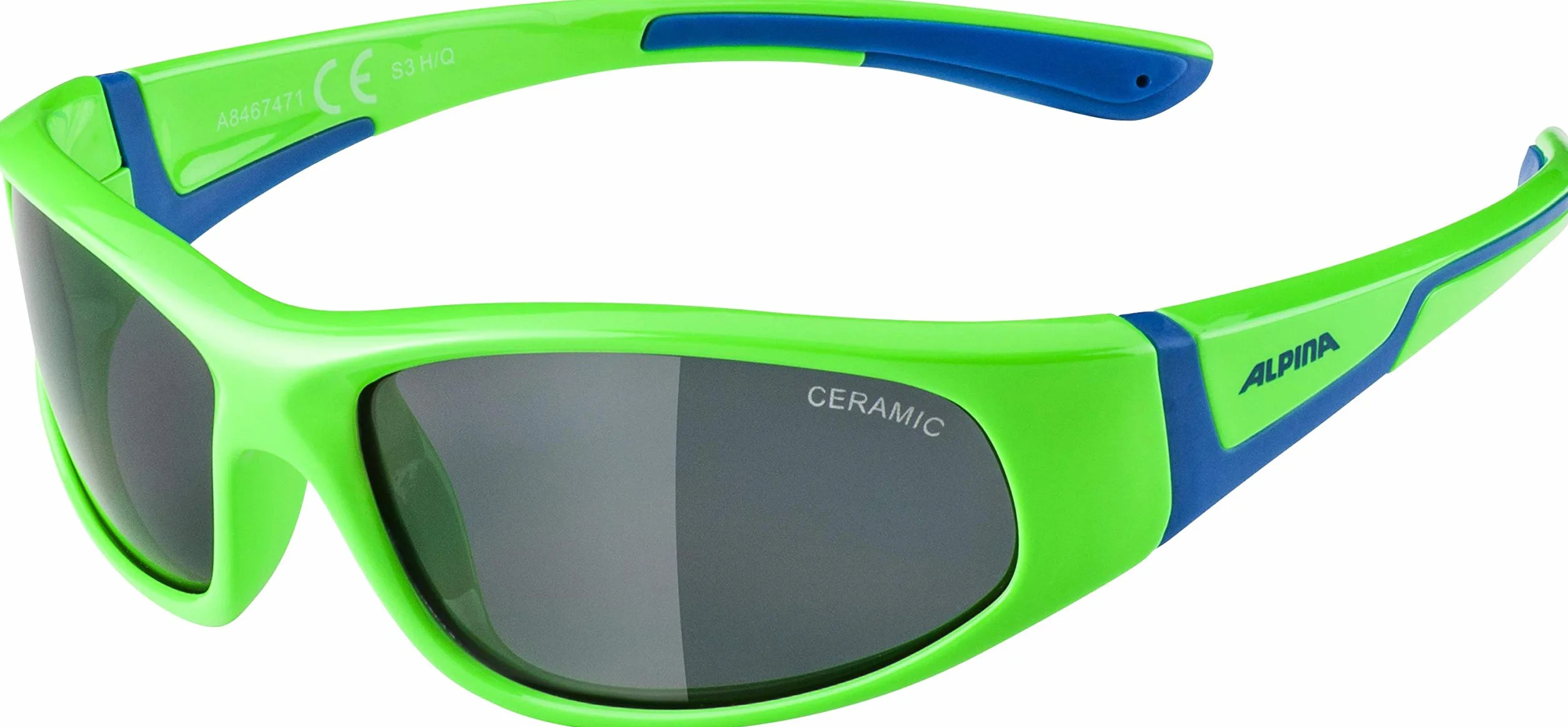 ALPINA Unisex - Dzieci, FLEXXY JUNIOR Okulary przeciwsłoneczne, neon green-blue gloss/black, One Size
