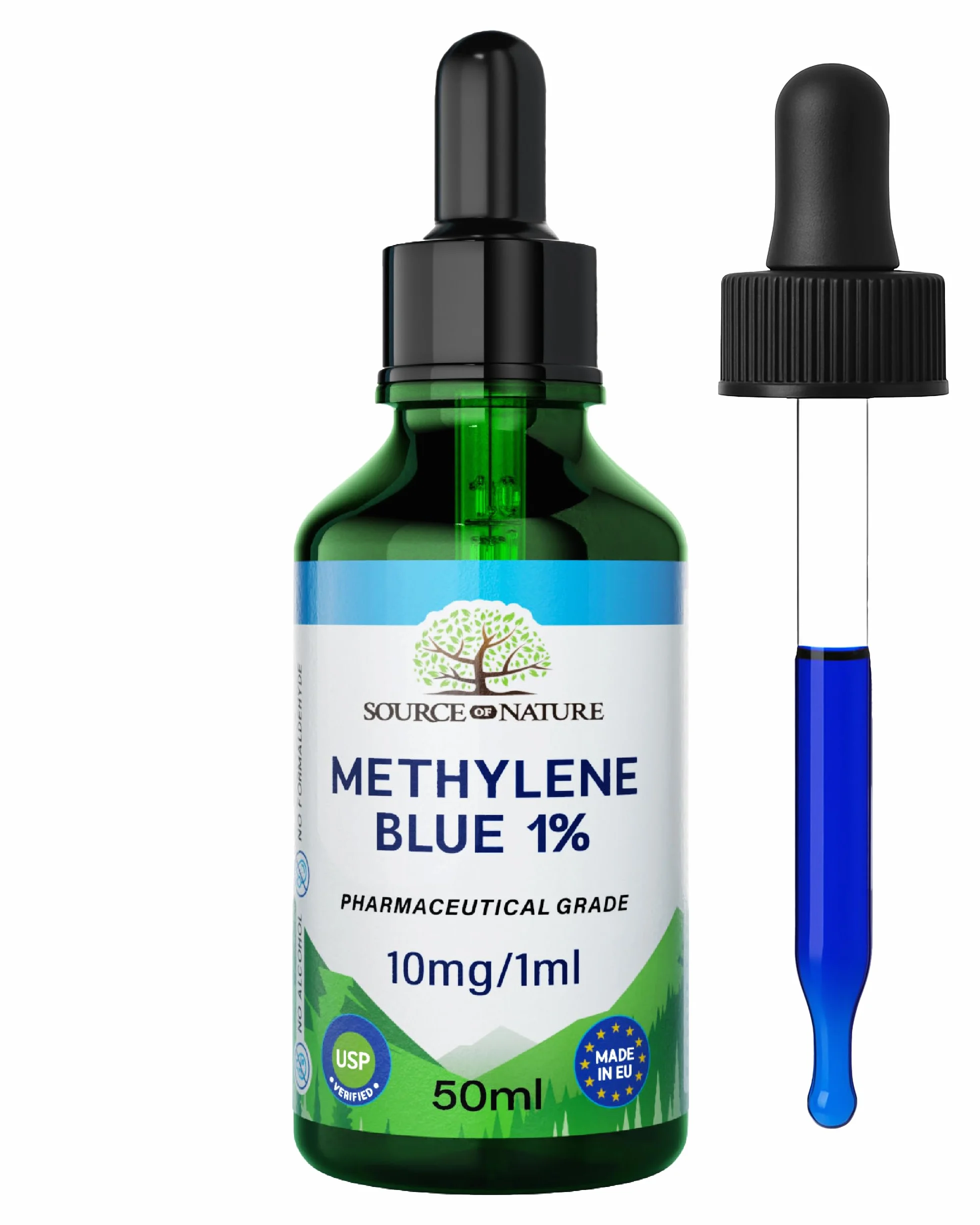 Błękit metylenowy 1% Roztwór 50 ml z pipetą Jakość farmaceutyczna USP Source of Nature®