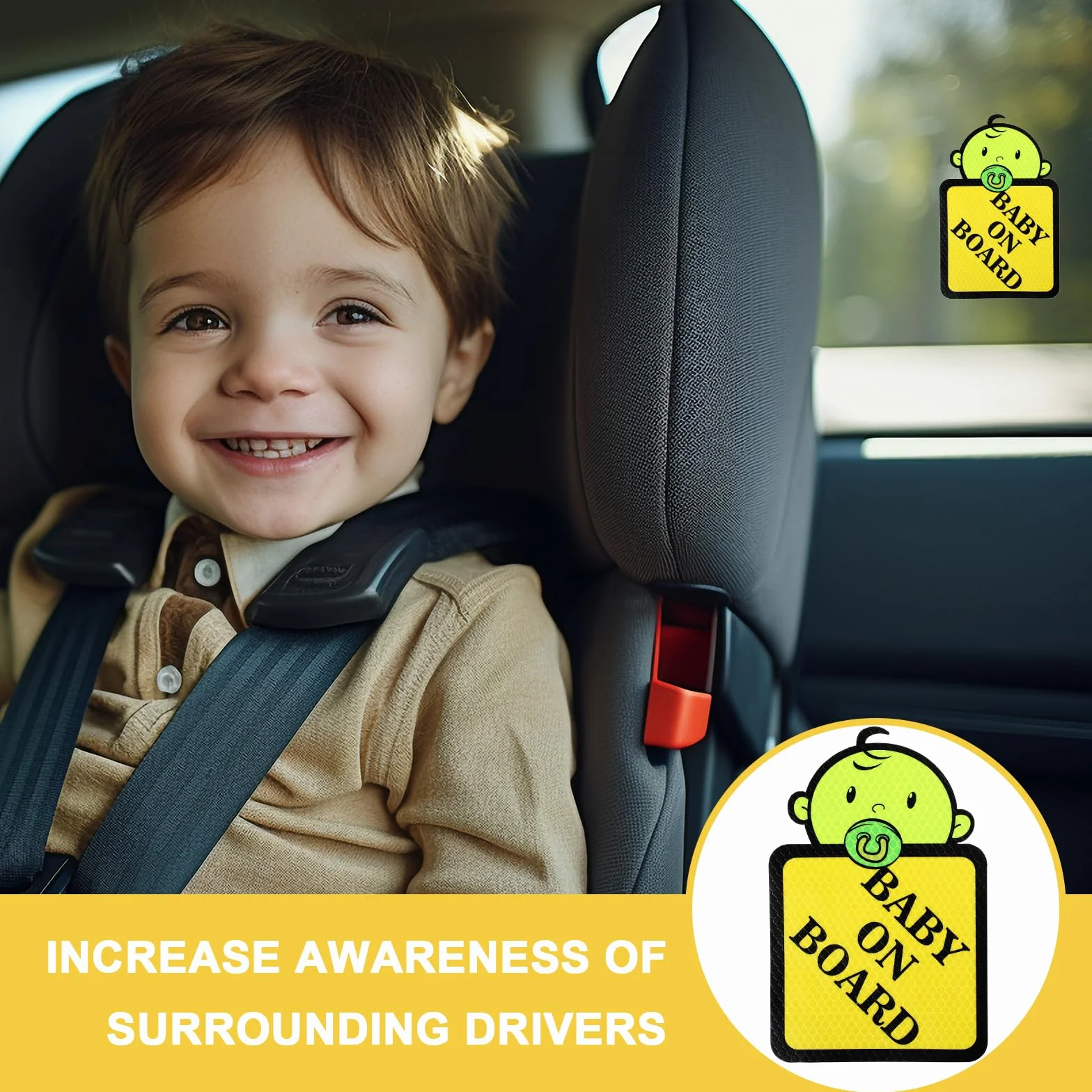 Naklejki na samochód, Baby On Board, 2 sztuki, odblaskowe, wodoodporne, winylowe tabliczki bezpieczeństwa, samoprzylepne, świecące na szybę samochodu, na tył okna boczne