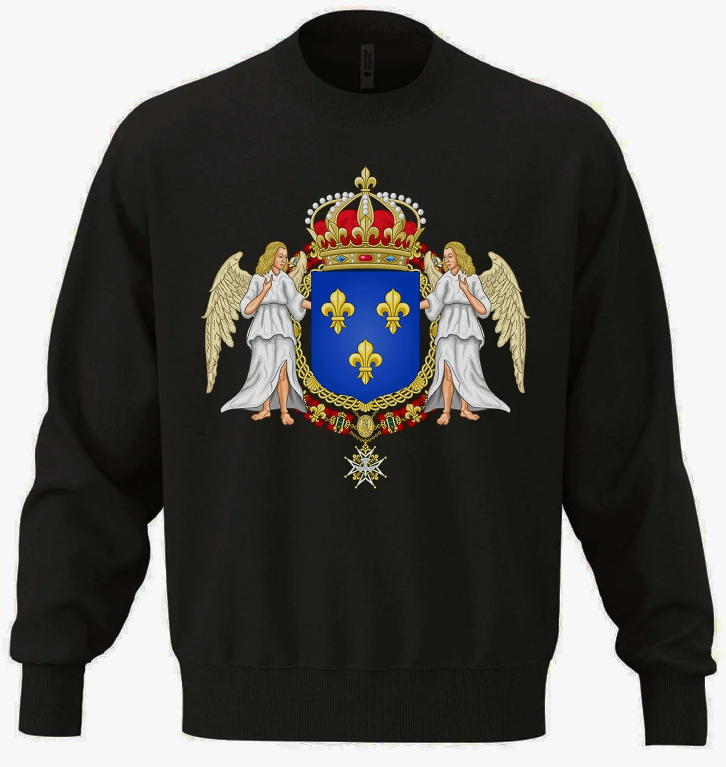 Królewski Herb Francji Unisex Oversize Mieszanka Bawełny Ciężka Bluza Czarna