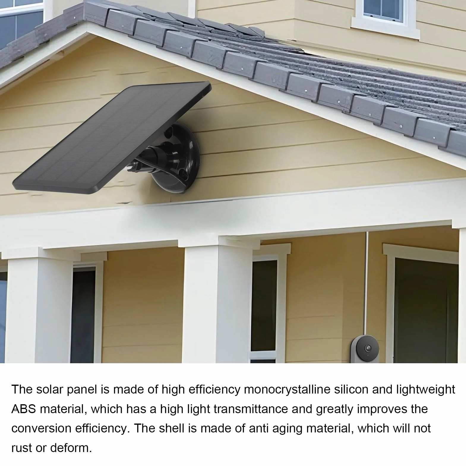 Panel słoneczny 10 W do Ring Spotlight Cam, Ring Stick Up Cam, wodoszczelny IP65, odporny na warunki atmosferyczne zewnętrzny panel ładowania solarnego z regulowanym uchwytem, bezpieczny