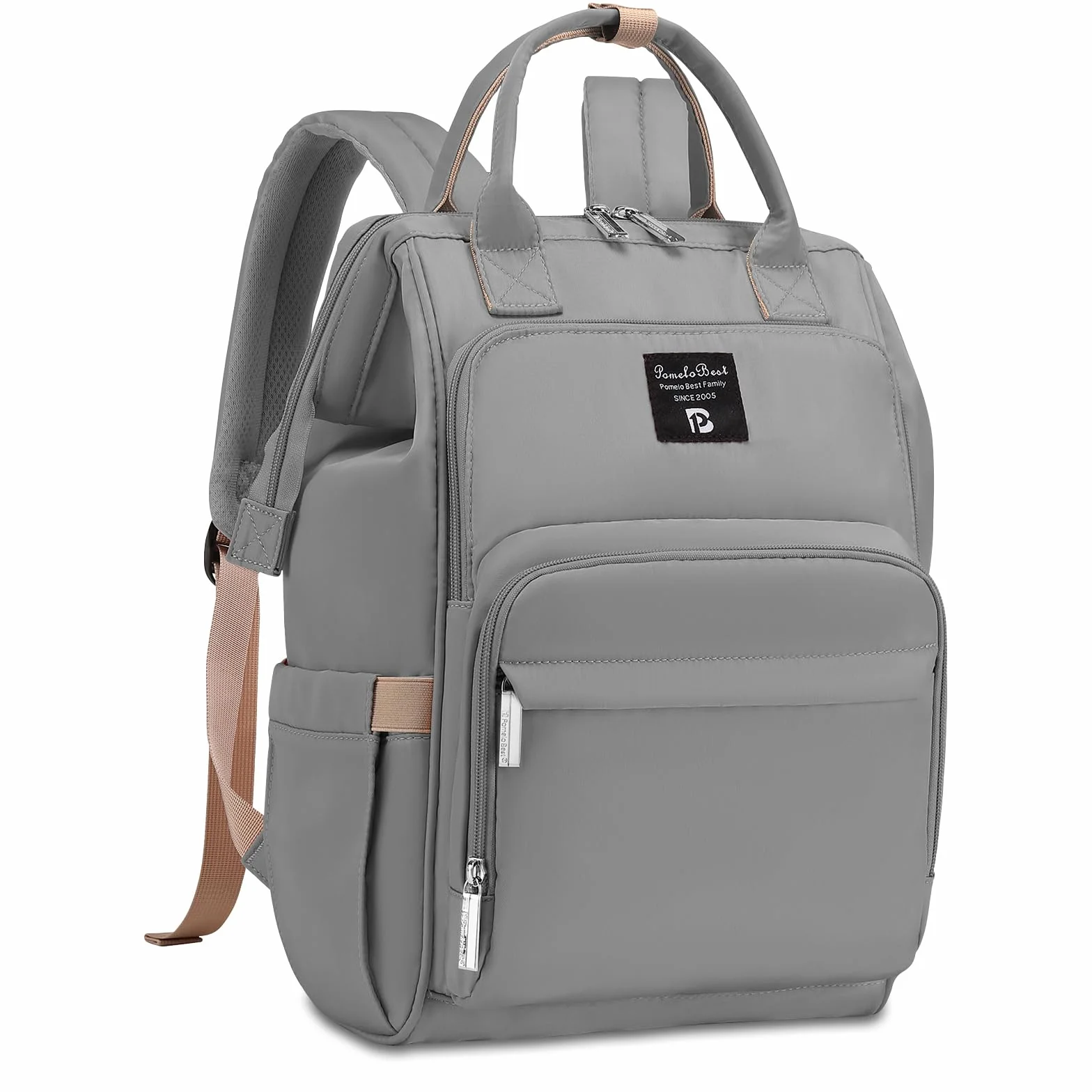 Pomelo Best Plecak do przewijania niemowląt, macaron, torba do przewijania, wodoszczelna podkładka do przewijania, duża pojemność, plecak podróżny na podróż, kolor mglisty szary