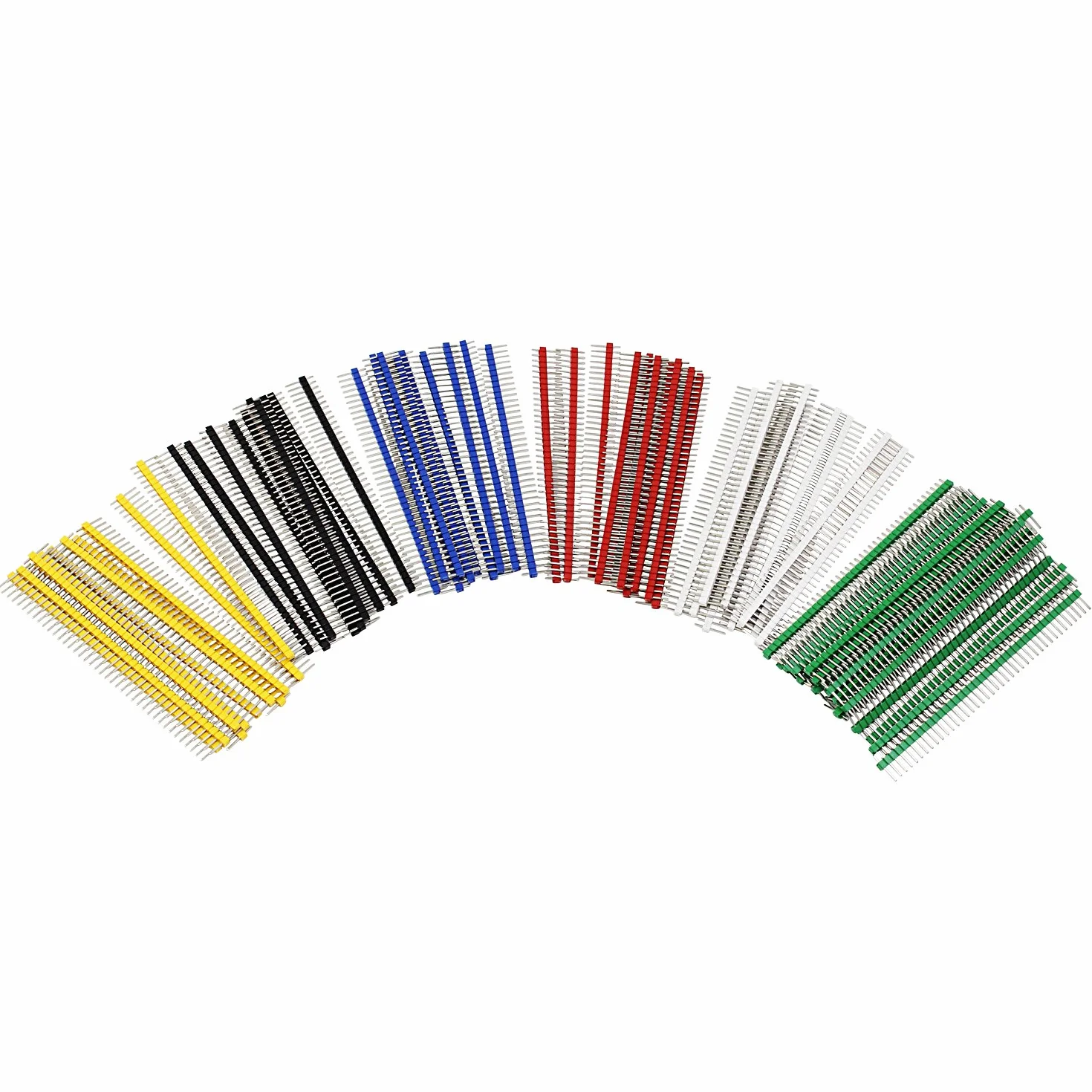 Aussel 6 kolorów 2,54 mm łamliwy nagłówek pinowy płytka PCB jednorzędowy 40-pinowy męski nagłówek złącze do Arduino Shield opakowanie 60 sztuk (PIN-6C-60PCS)