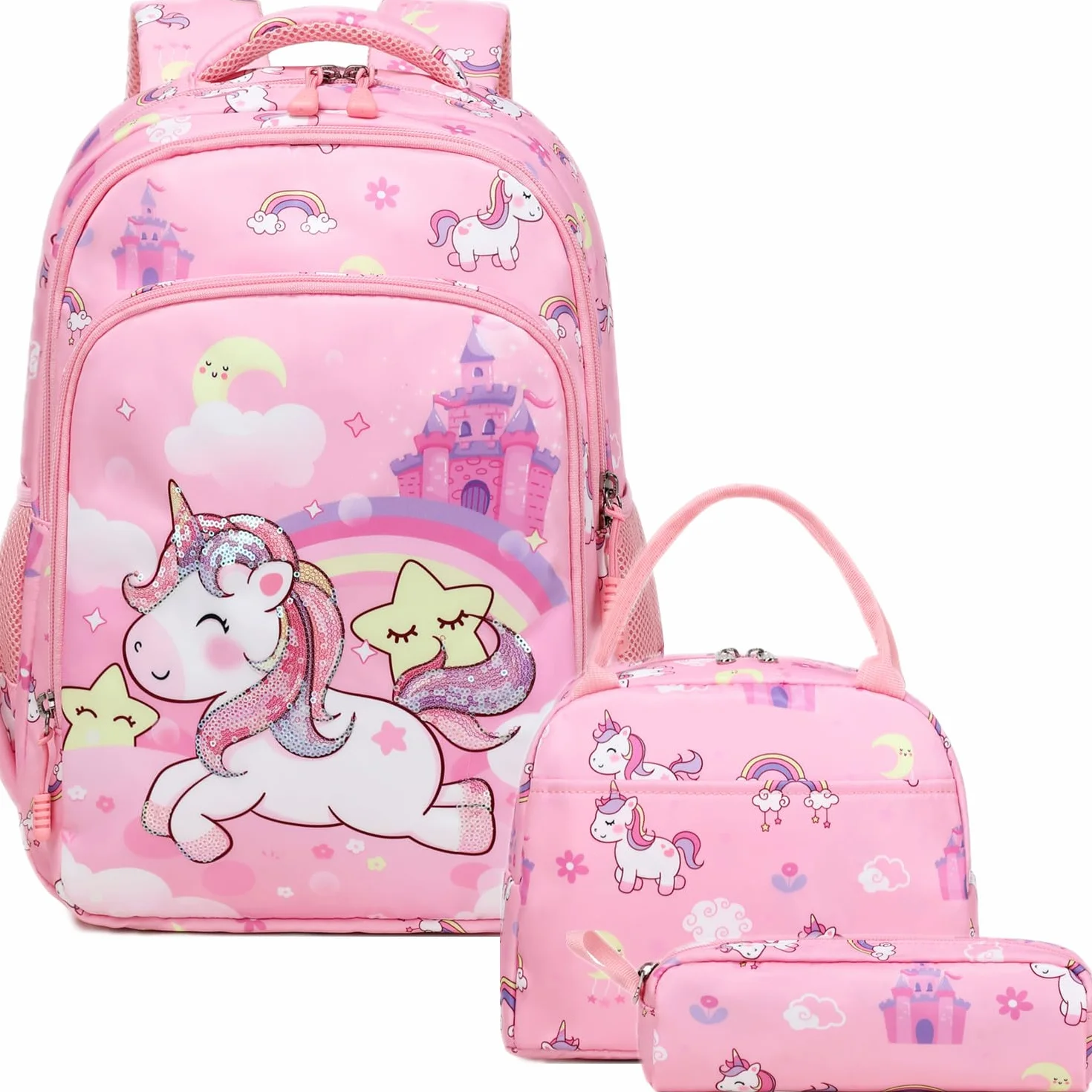 Jumpopack Plecak szkolny dla dziewcząt, dla nastolatków, dziewcząt, tornister, zestaw dla dzieci, tęczowy różowy, Plecak dziecięcy