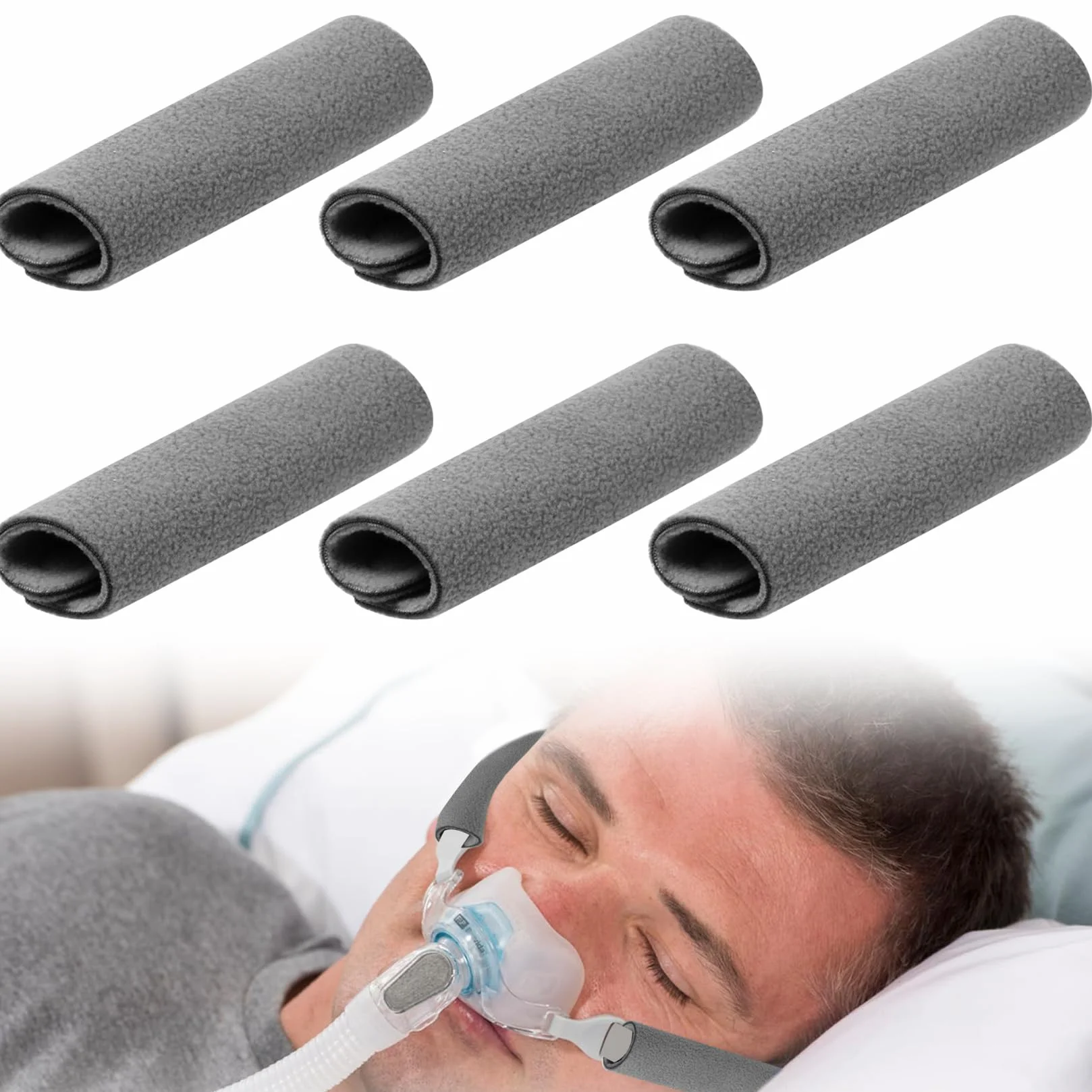 CPAP pokrowce na pasy CPAP, 6 sztuk, podkładki na twarz CPAP, ochraniacze na twarz, paski CPAP, akcesoria do redukcji czerwonych plam i wgnieceń