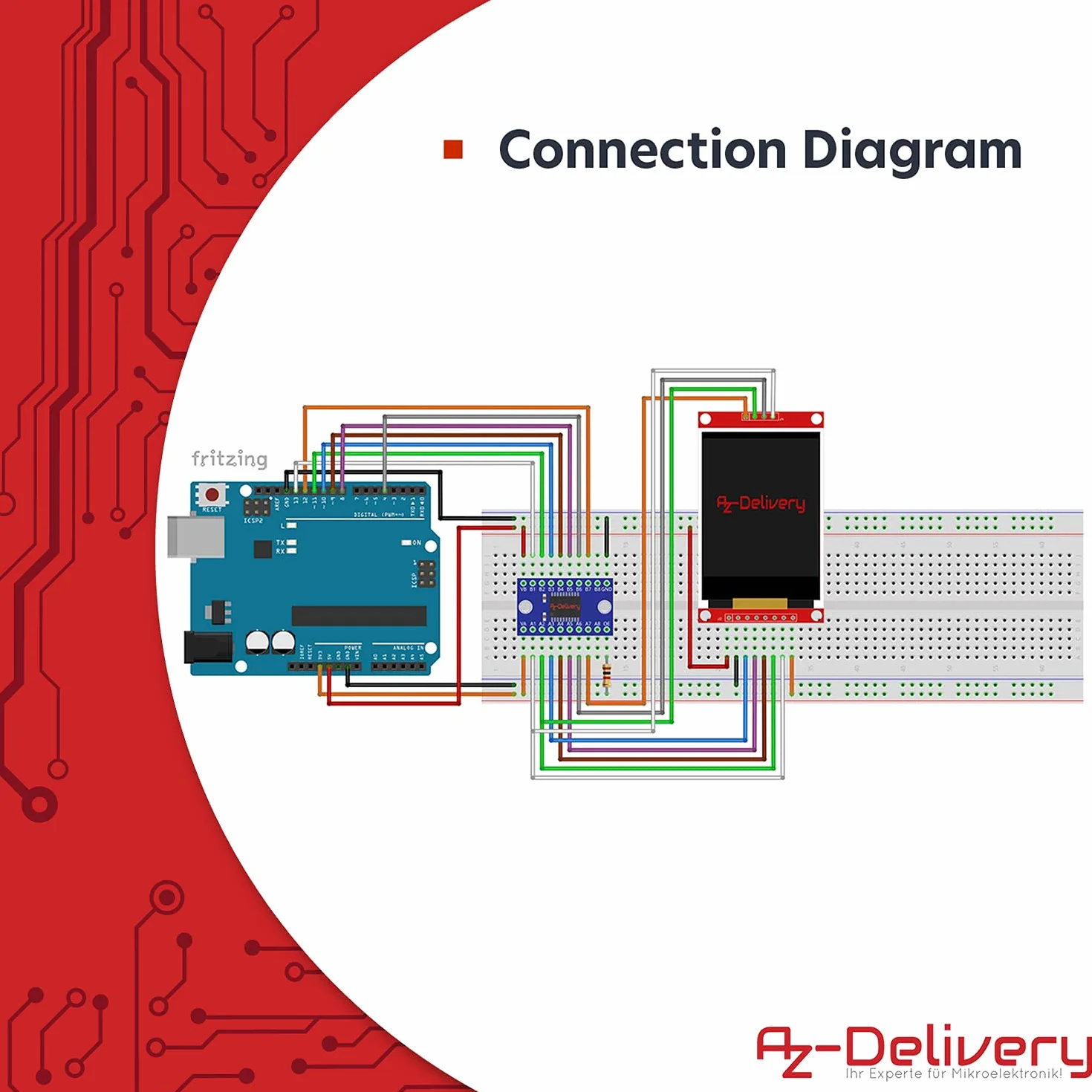 AZDelivery Wyświetlacz SPI TFT 1,8 cala z 128 x 160 ST7735 pikselami kompatybilny z Arduino i Raspberry Pi, w tym e-book!