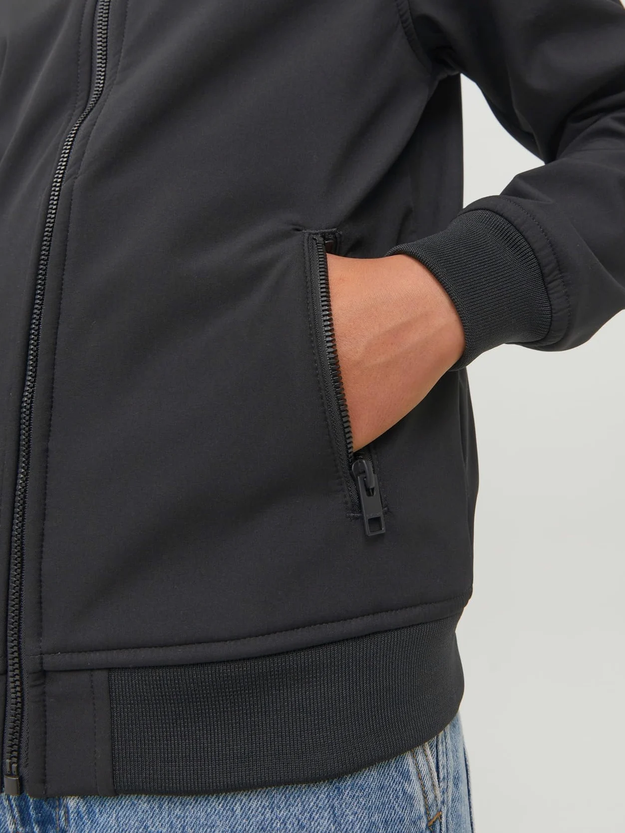 Jack & Jones Junior JJEBASIC kurtka softshell hood SN JNR, czarna, 176, czarny, 176