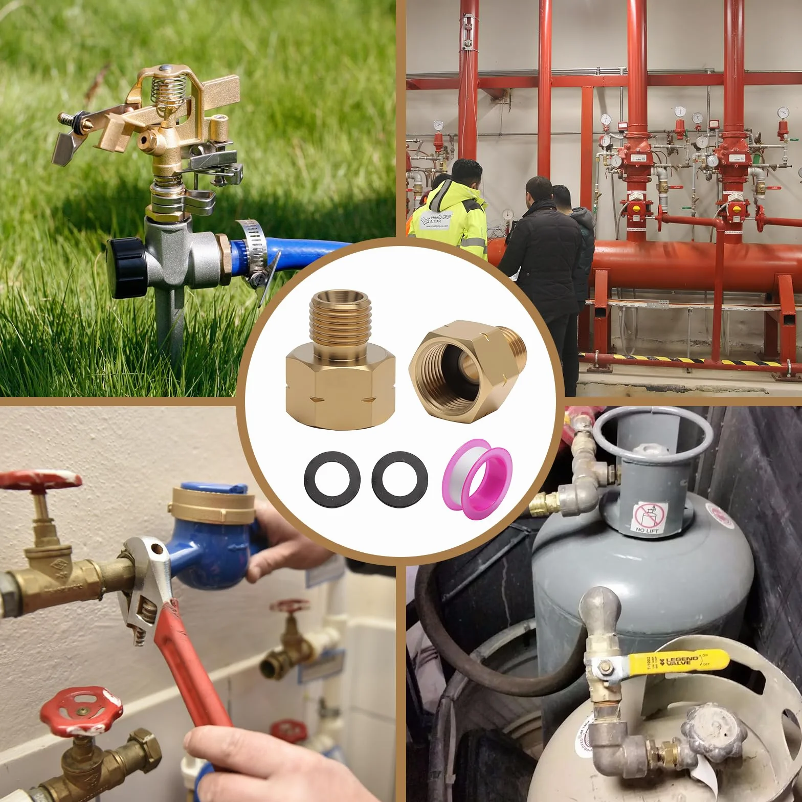 Adapter do butli gazowych, 2 sztuki, gwint wewnętrzny 3/8 cala na 1/4 cala AG lks – przyłącze gazu LPG, zestaw do konwersji z uszczelką i taśmą uszczelniającą PTFE – zestaw adapterów do węża gazowego