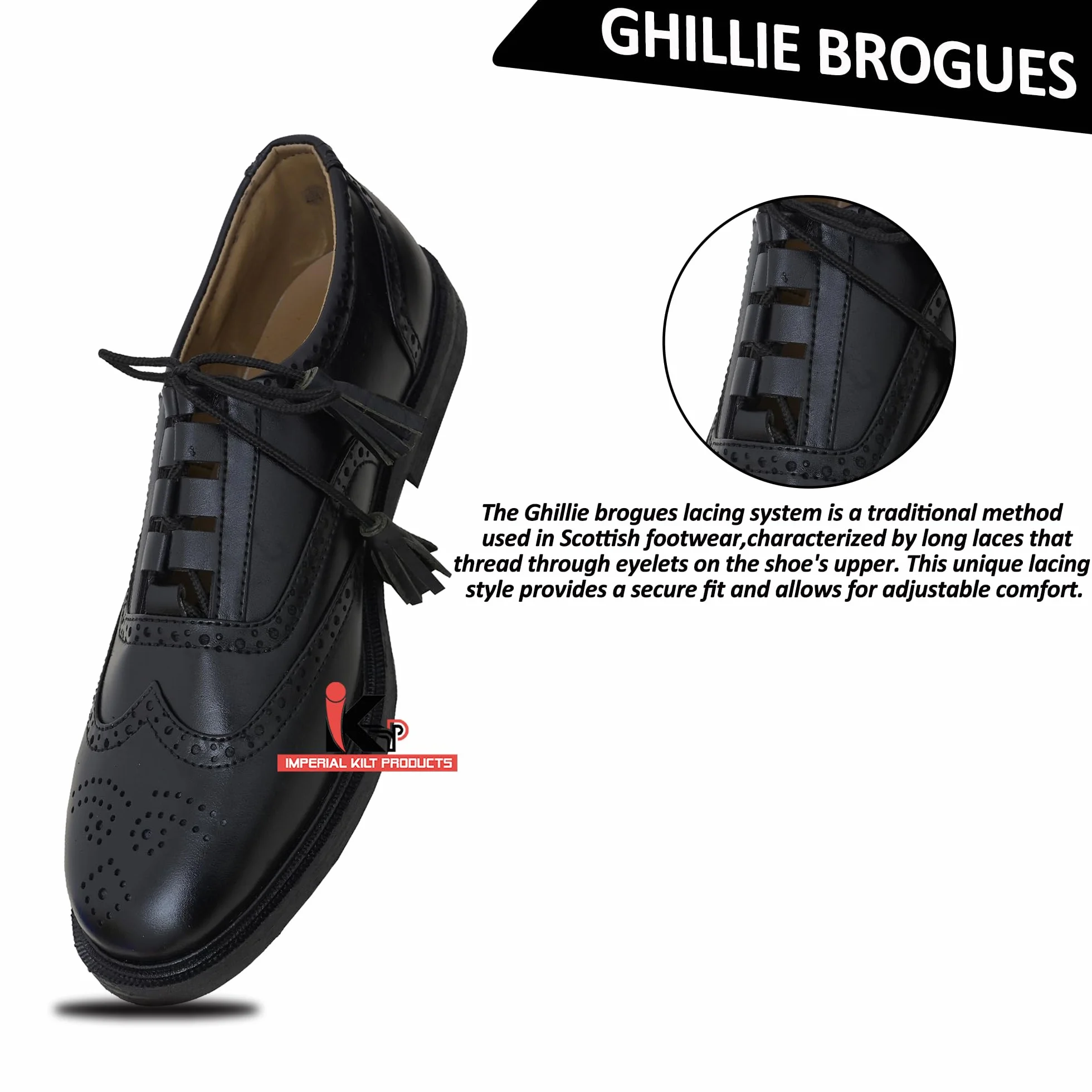 Męskie skórzane półbuty Ghillie, szkockie półbuty lub kilt, eleganckie, formalne, wygodne dopasowanie, sznurowane buty ślubne