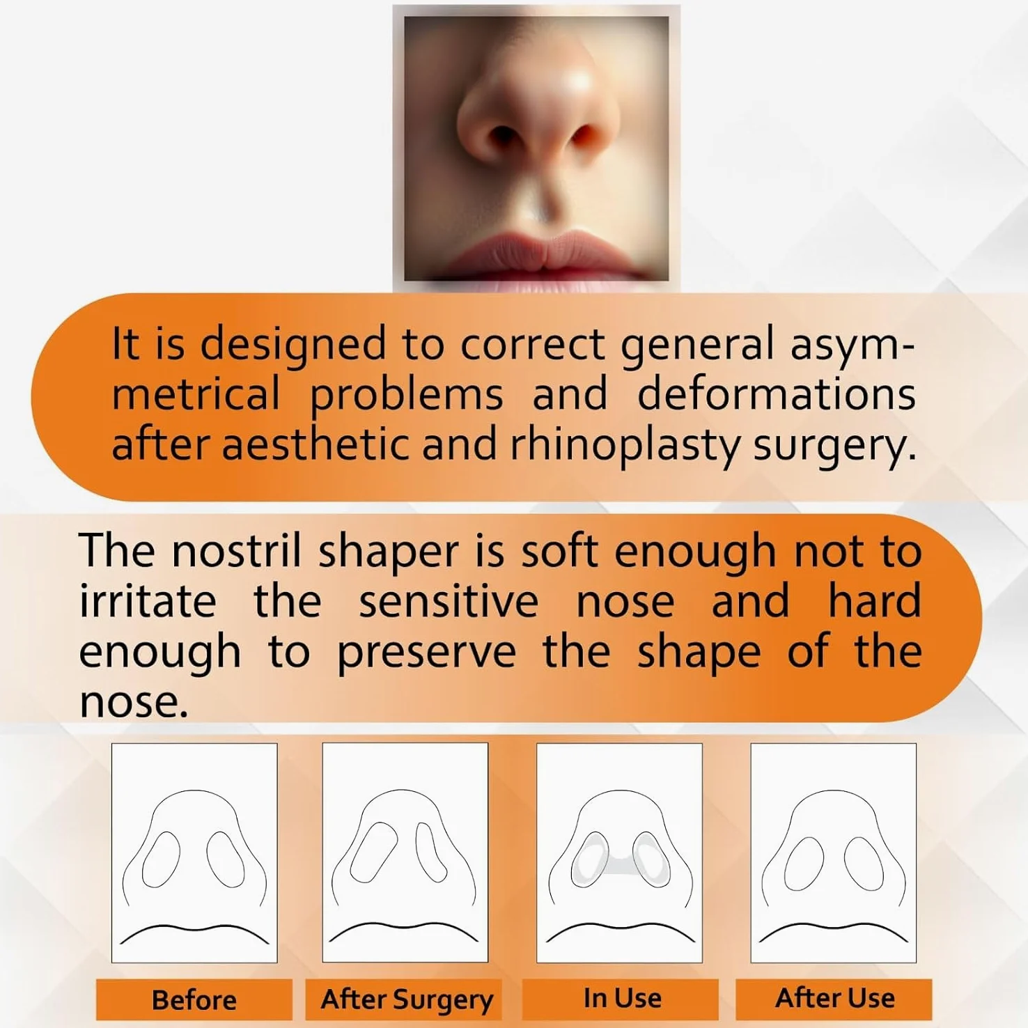 Nostril Retainer, podpórka do nozdrza po plastyce nosa, silikon medyczny, przezroczysty, wiele rozmiarów (9)