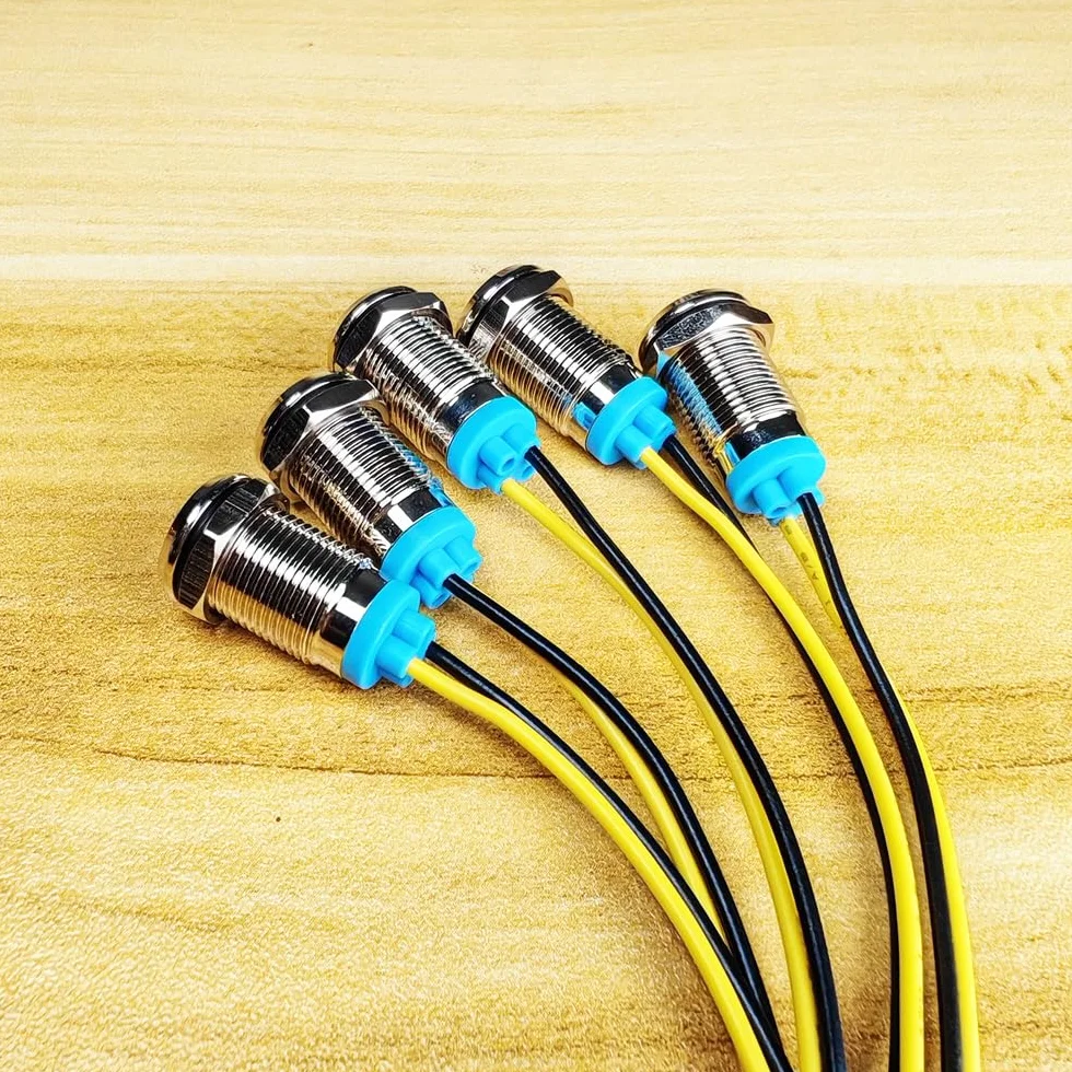 Gebildet 5 Sztuk 10mm 230V Ac Led Metalowy Wskaźnik Świetlny Wodoodporna Lampka Sygnalizacyjna (Żółta)