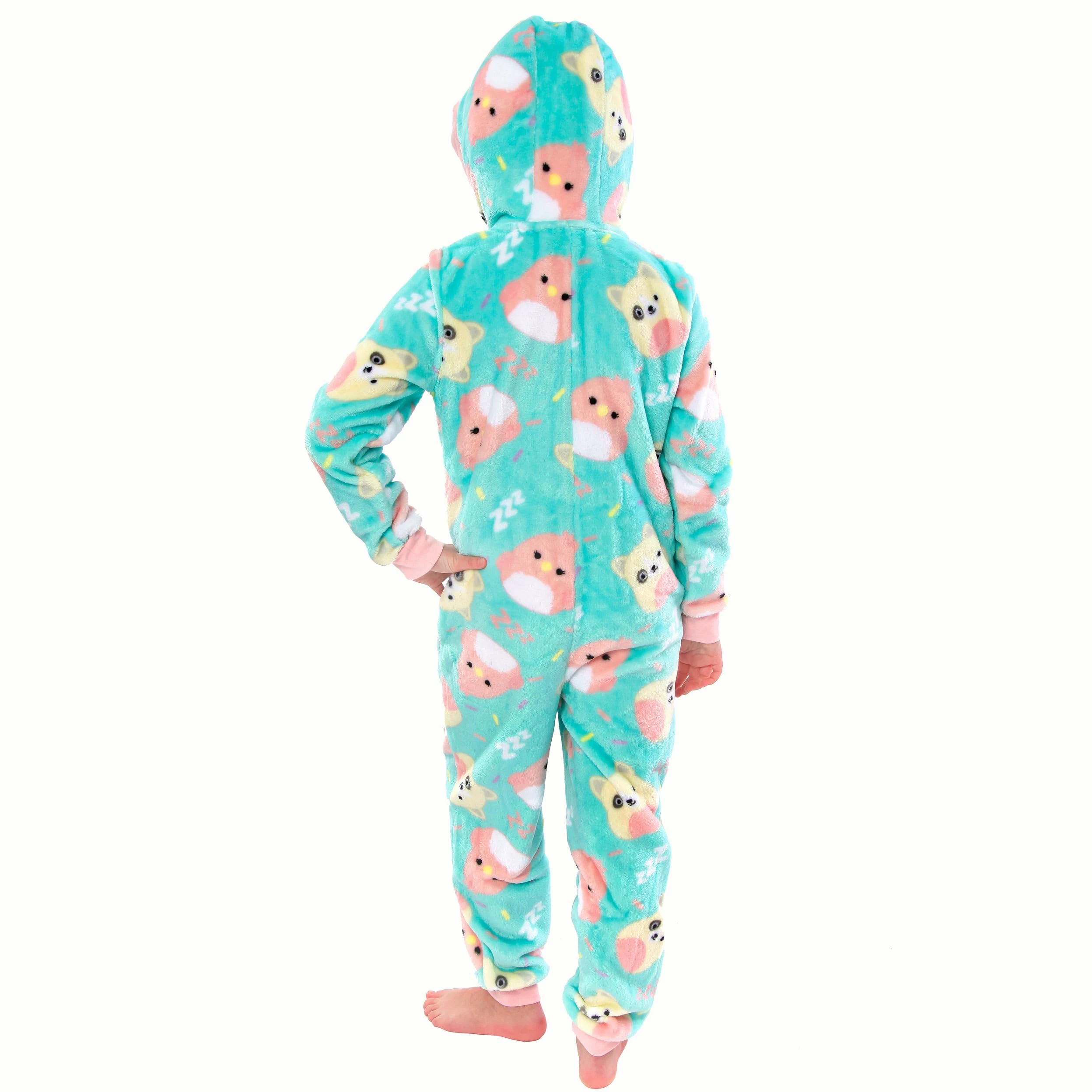 Squishmallows Dziewczyny Polarowe Onesie Charlie i Trina Kombinezon Kaptur