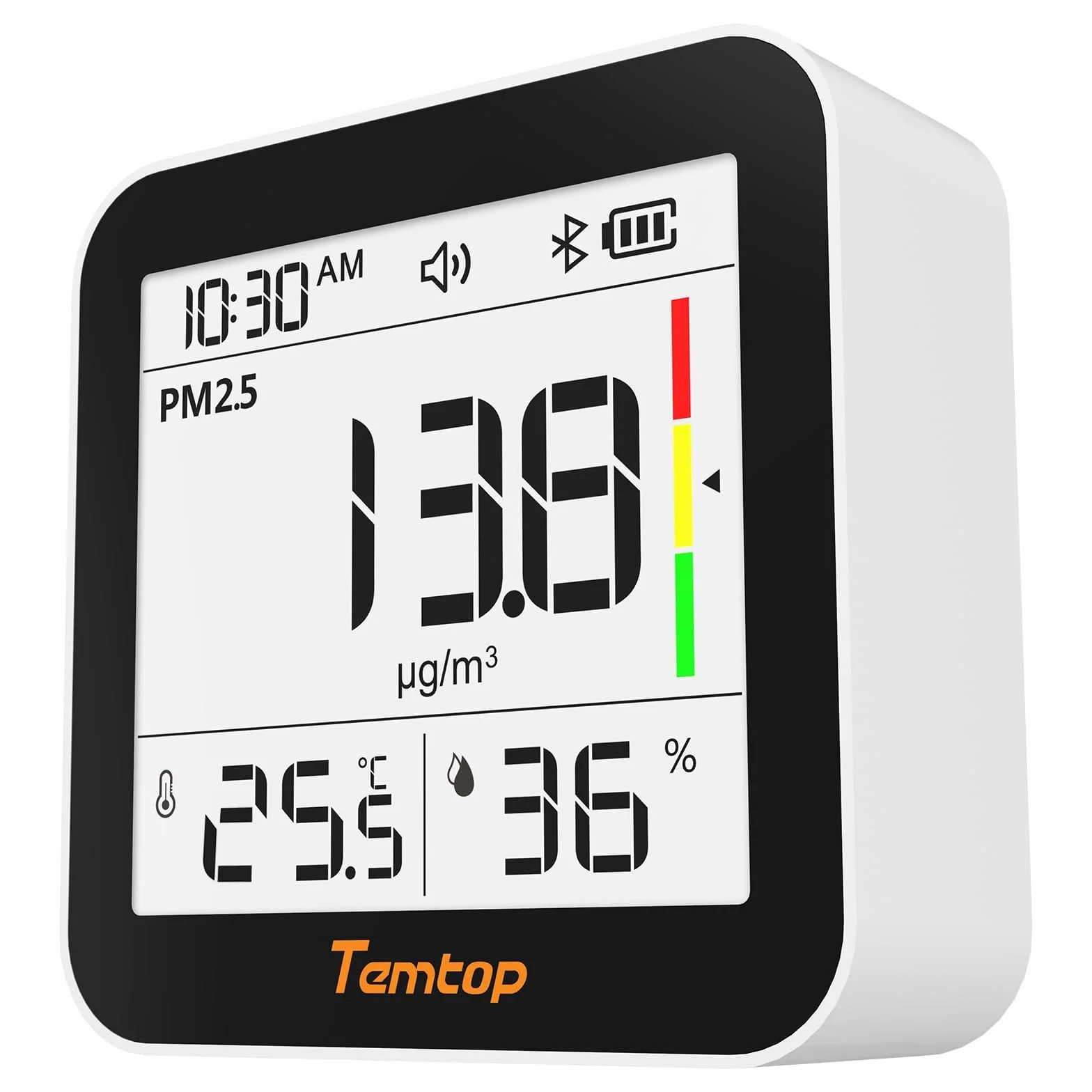 Temtop CO2 Monitor – Miernik Jakości Powietrza M10+, 6-w-1 (PM2.5, VOC, Temperatura I Wilgotność) Z Bluetooth, Miernik Powietrza Do Pomieszczeń Wewnętrznych