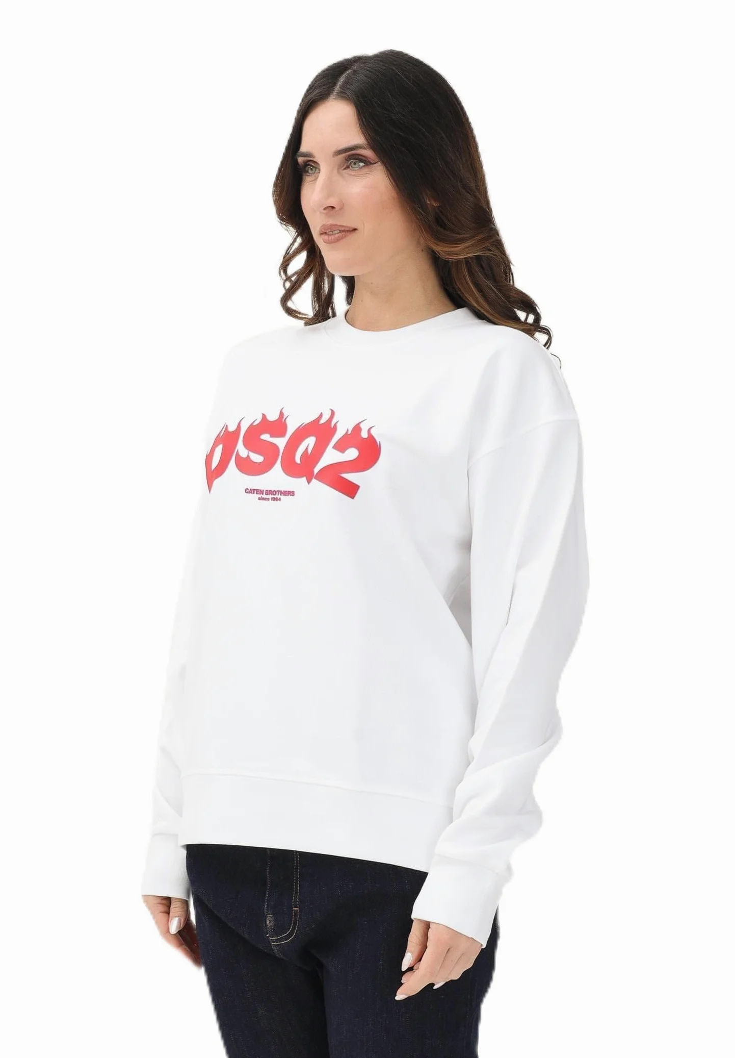 DSQUARED2 DSQ2 Logo Biała bluza z okrągłym dekoltem dla chłopców, dziewcząt i kobiet