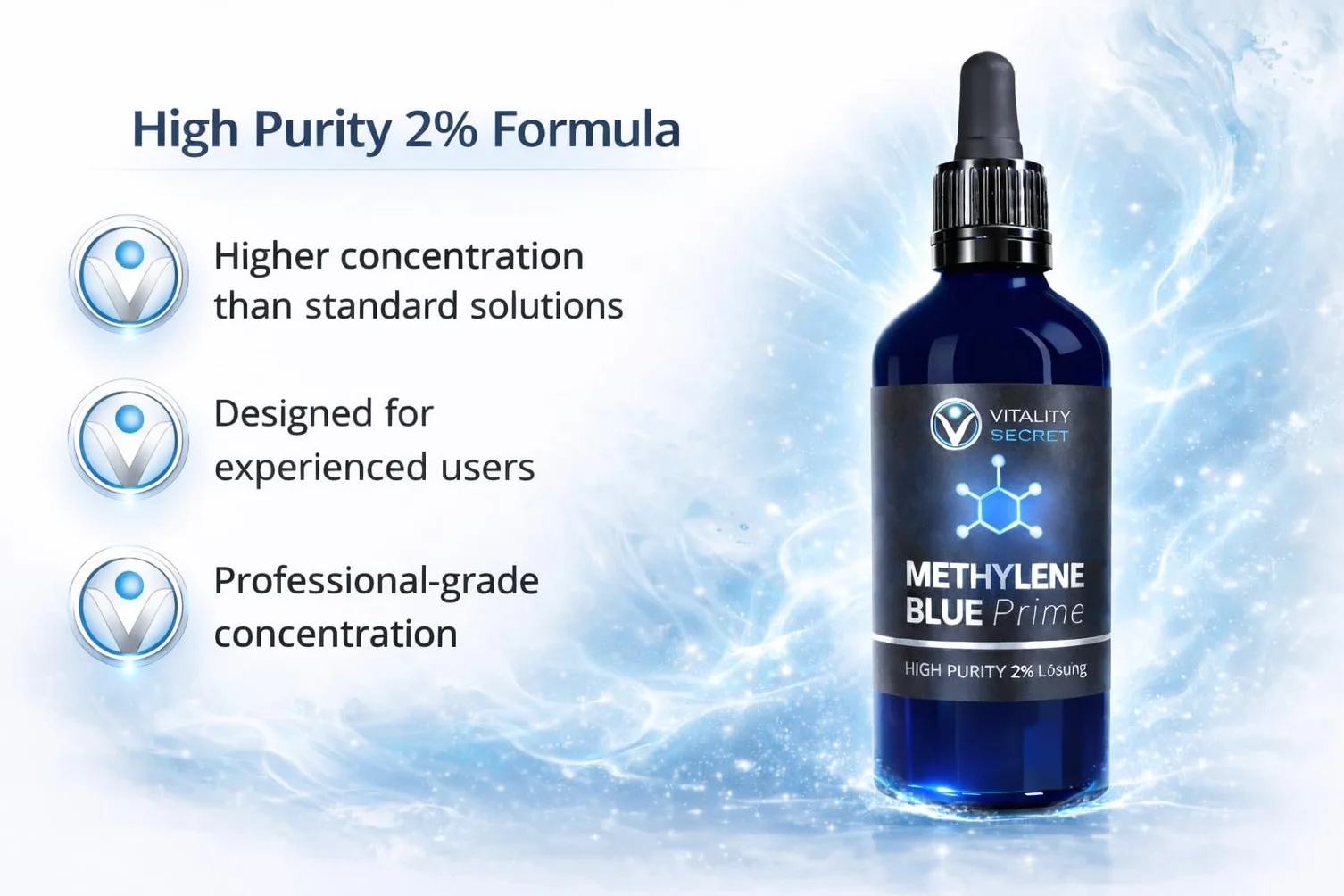Methylene Blue 2% 100 ml PRIME Hochdosierte USP Qualität Laborgeprüft Lösung aus der EU