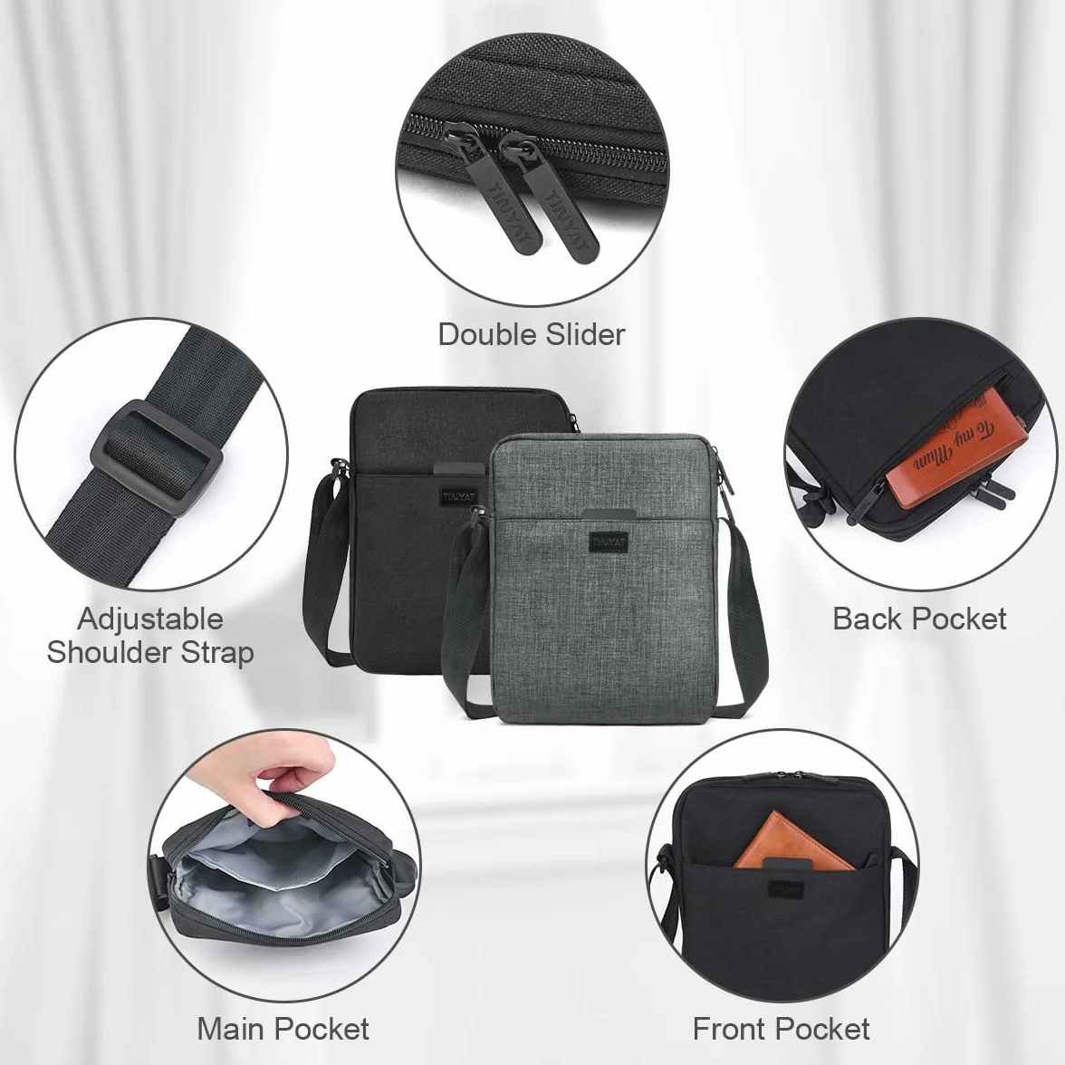 flintronic Męska torba na ramię, wodoodporna torba kurierska z regulowanym paskiem, lekka torba robocza z wieloma kieszeniami, torba crossbody, do pracy, na zakupy, do szkoły, podróży, codziennego
