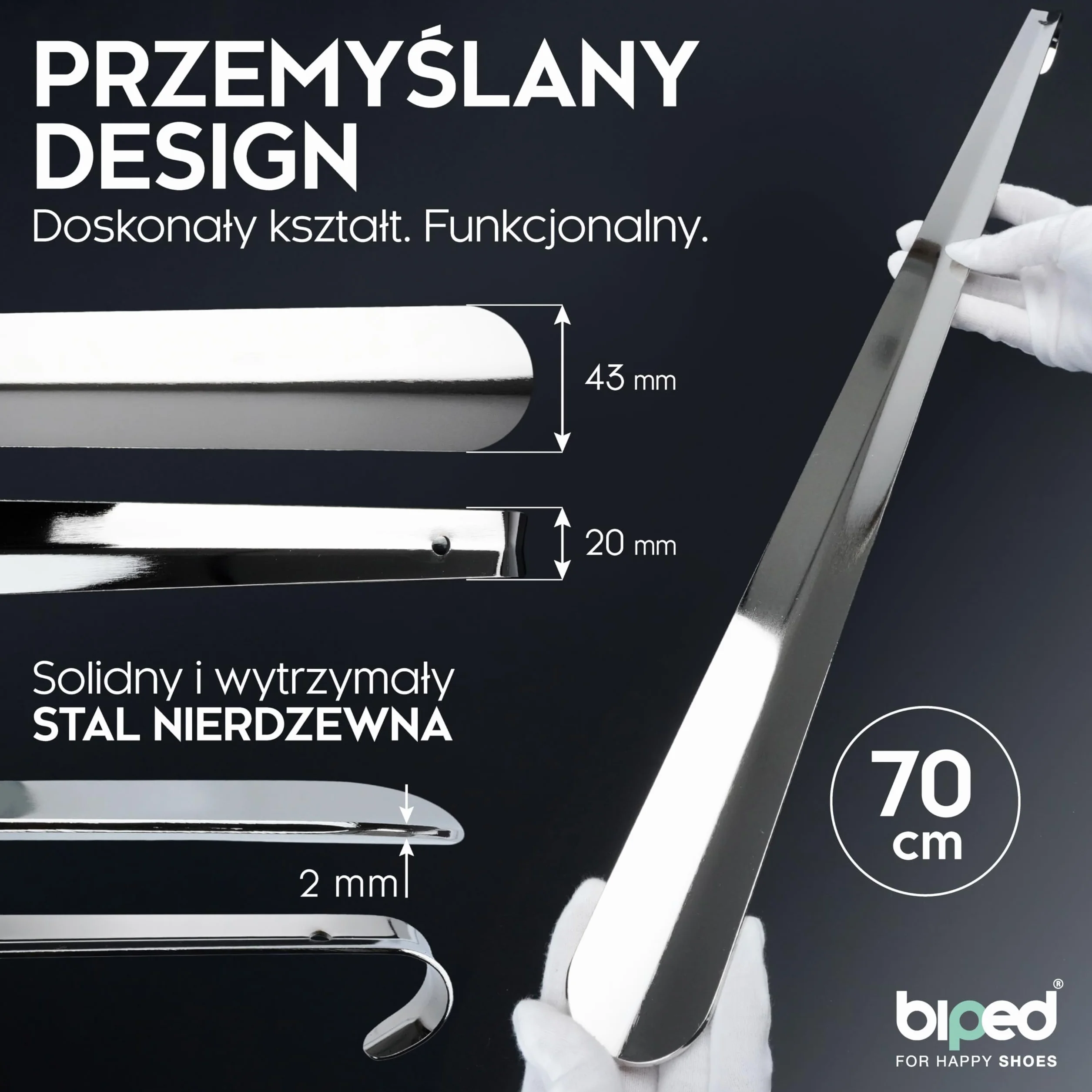 biped łyżka do butów metal długa 70 cm – stal nierdzewna z haczykiem do zawieszenia – solidna i elegancka metalowa łyżka do butów wysokiej jakości z2792(1 sztuk)