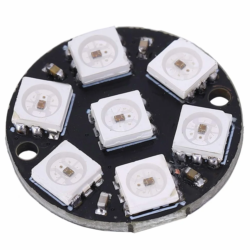 10 Sztuk Sterownik Led, Okrągłe Wbudowane światło Kolorowe WS2812 Ws2812b Płytka Rozwojowa Pierścienia 7bit Led RGB Cjmcu 7 Bit WS2812 5050 RGB