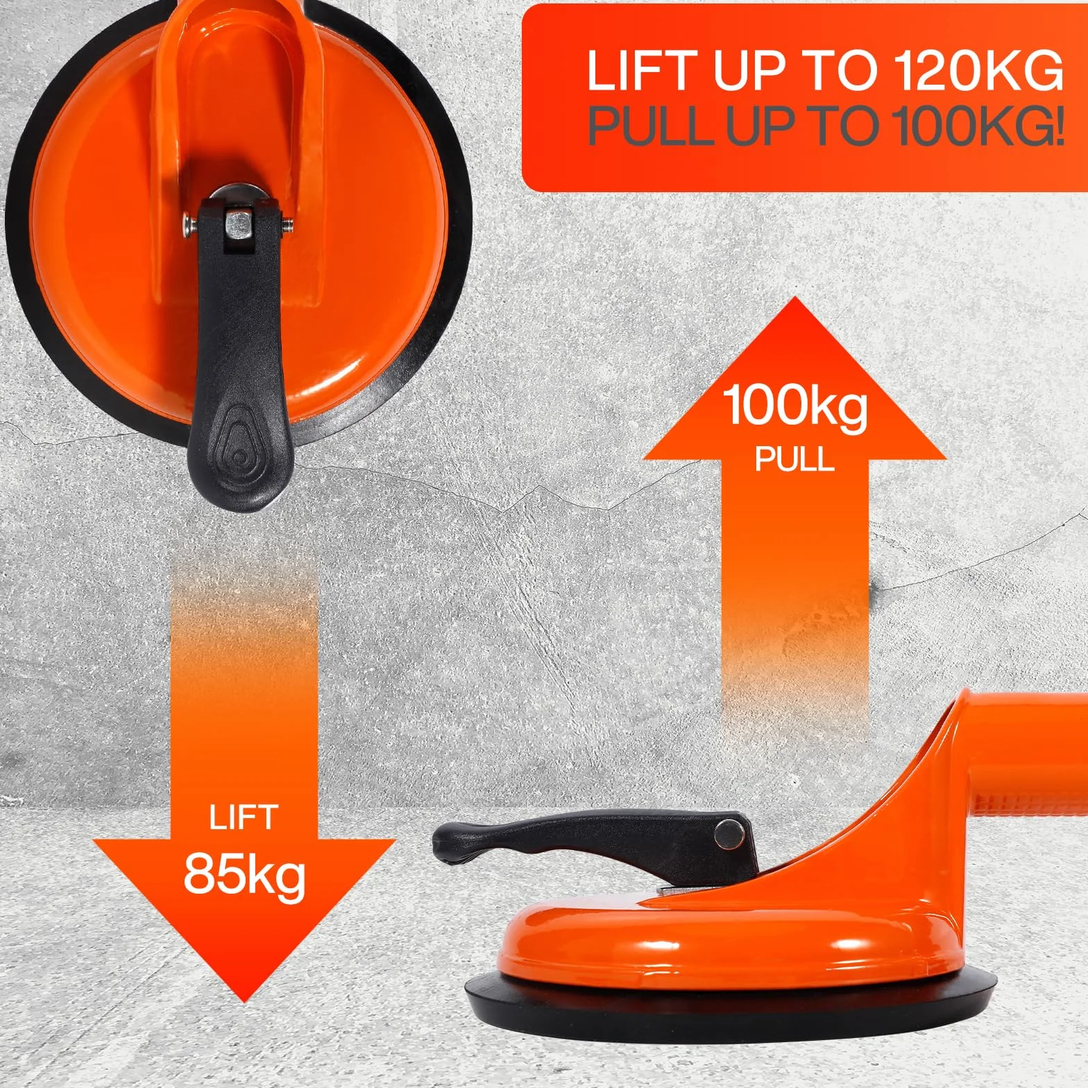 MOYKSRR Podnośnik ssący (2 sztuki), przyssawka do szkła, udźwig 100 kg, ergonomiczne i antypoślizgowe przyssawki do transportu płytek, laminatu, szkła, mebli, szyb i szkła jako podnośnik do szkła