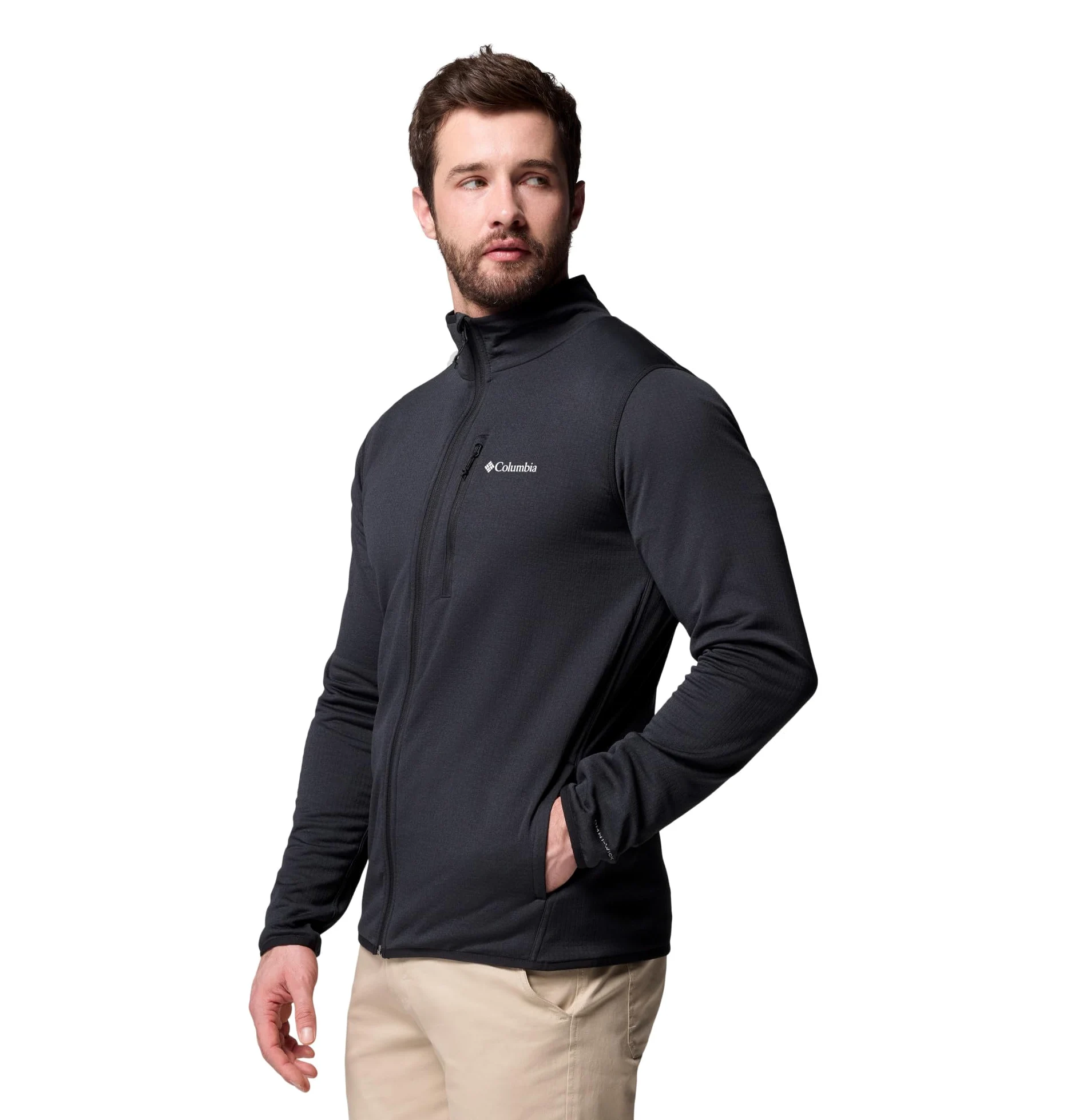 Columbia Męska kurtka polarowa Essential Hike Grid z zamkiem błyskawicznym na całej długości, czarna, S