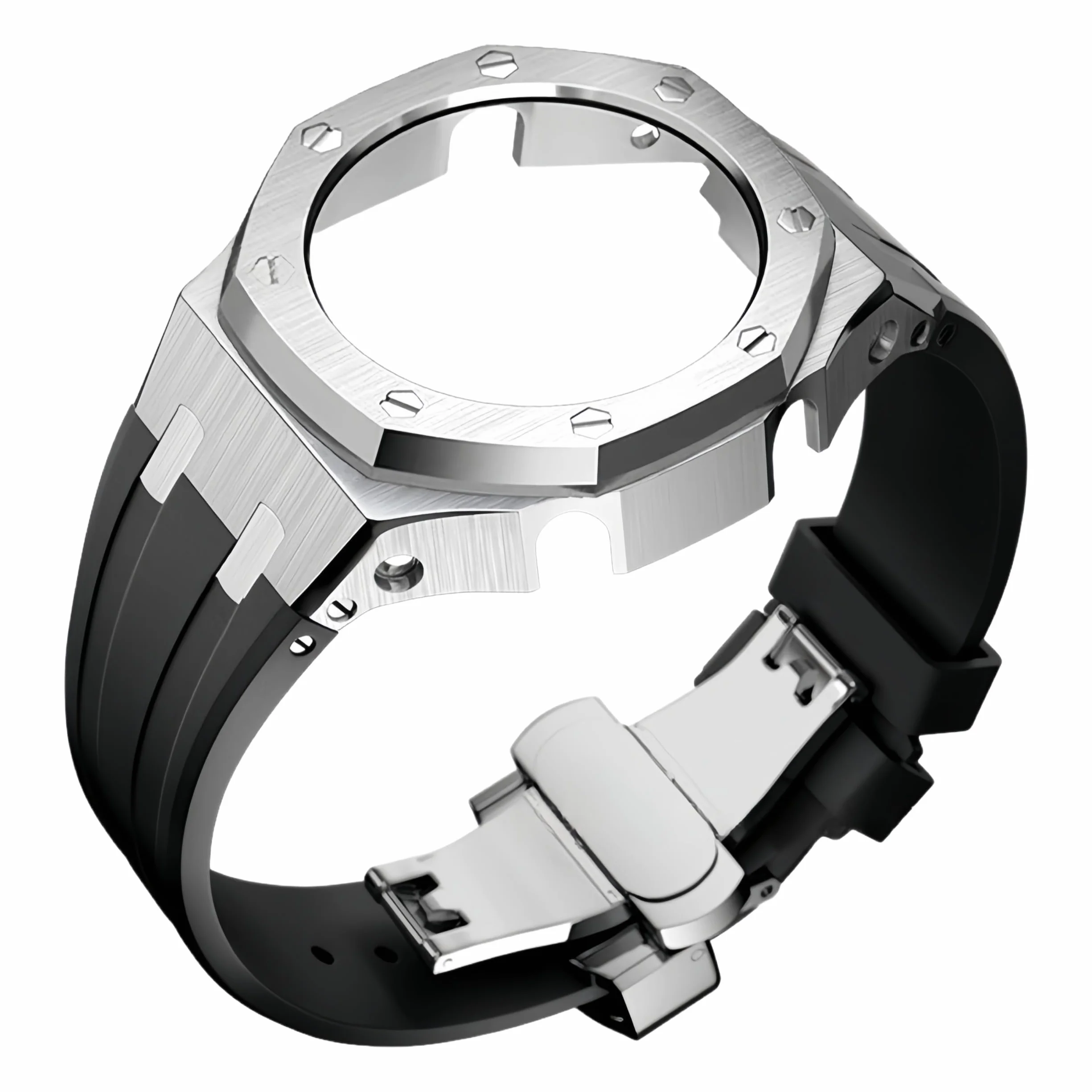 Metalowe Etui Gumowa Paska Zegarka Zamiennik Modyfikacyjny Zestaw Stal Nierdzewna Bzel Ramka Akcesoria dla Casioak GA2100 GA-2110