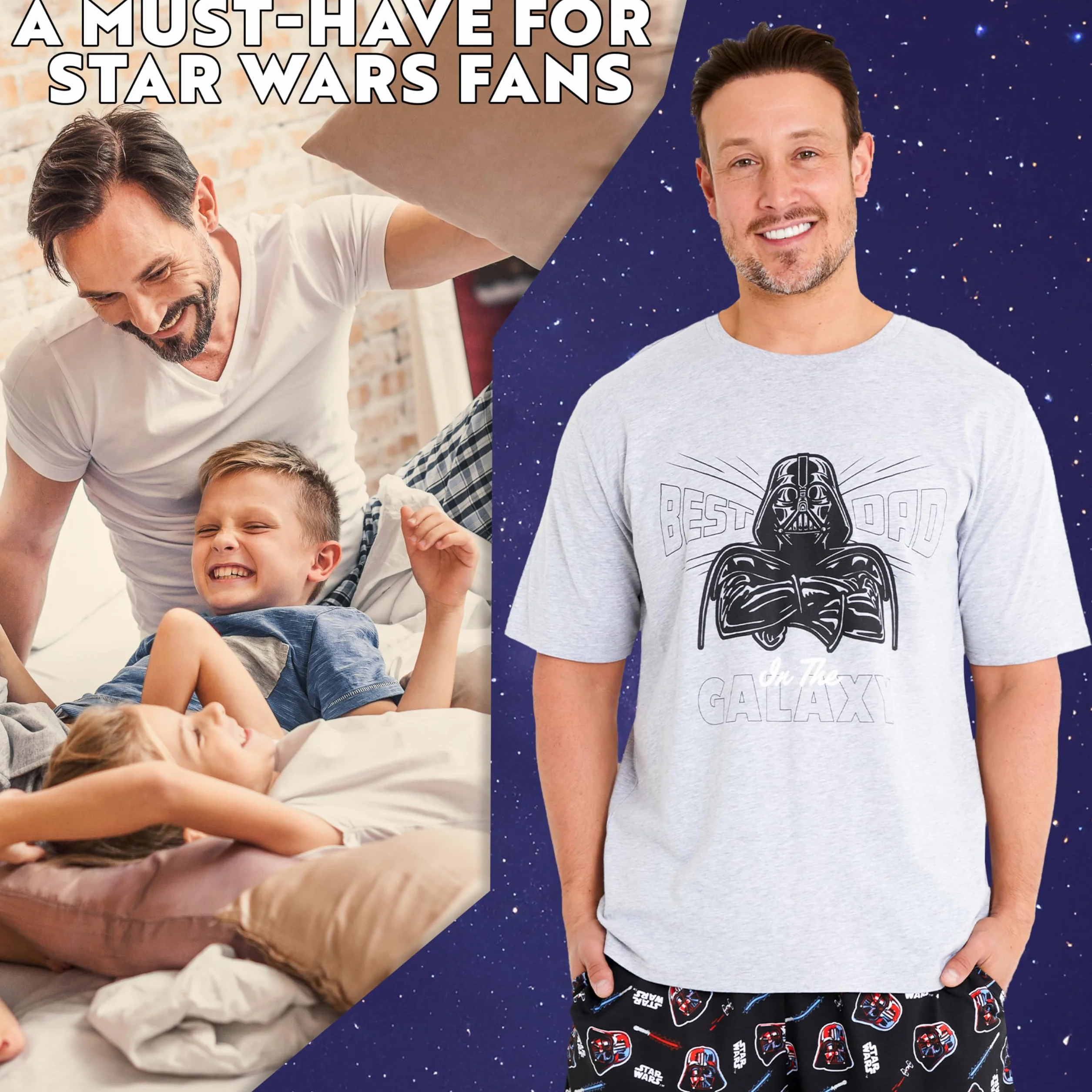 Disney Star Wars męska krótka piżama, odzież domowa dla taty