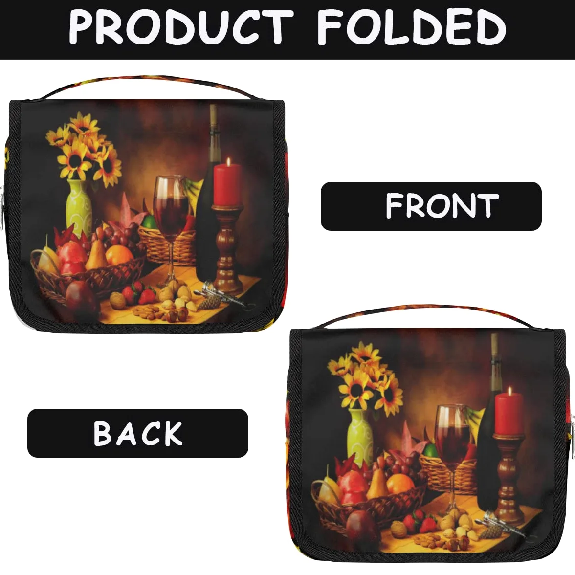 Jesienna podróżna kosmetyczka FallRed Wine Bottle Wash Pouch Bag Unisex Wiszące przybory toaletowe Kosmetyczka Organizer do makijażu, wielobarwny, Jeden rozmiar