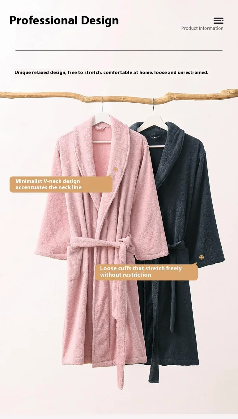 Miękki lekki bawełniany szlafrok dla kobiet mężczyzn, cienki szlafrok unisex średniej długości, solidny pluszowy szlafrok w stylu kimono, biały XL
