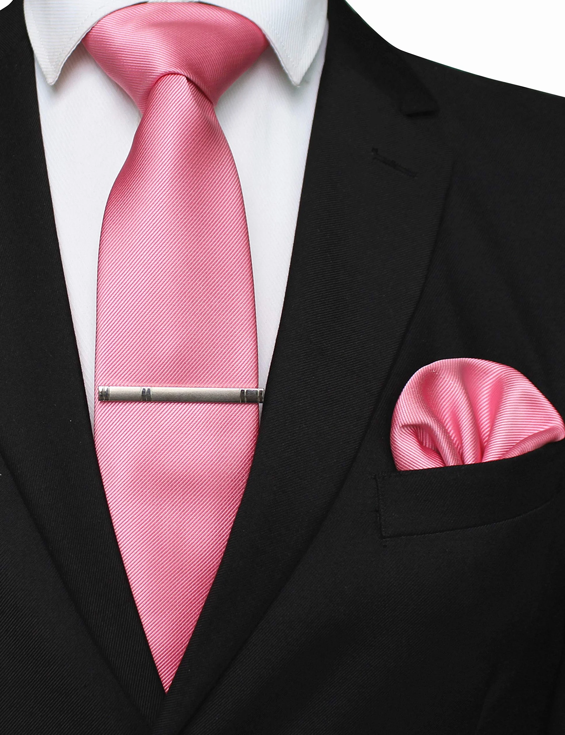 Męskie krawaty ślubne zestaw spinek do krawata jednokolorowe Rosa