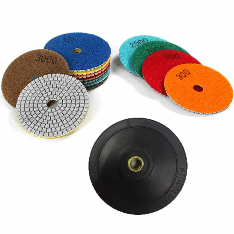 7 sztuk 10 cm zestaw diamentowych podkładek do polerowania na mokro z podkładką do granitu betonu ceramicznego marmuru młynka do podłogi lub polerowania