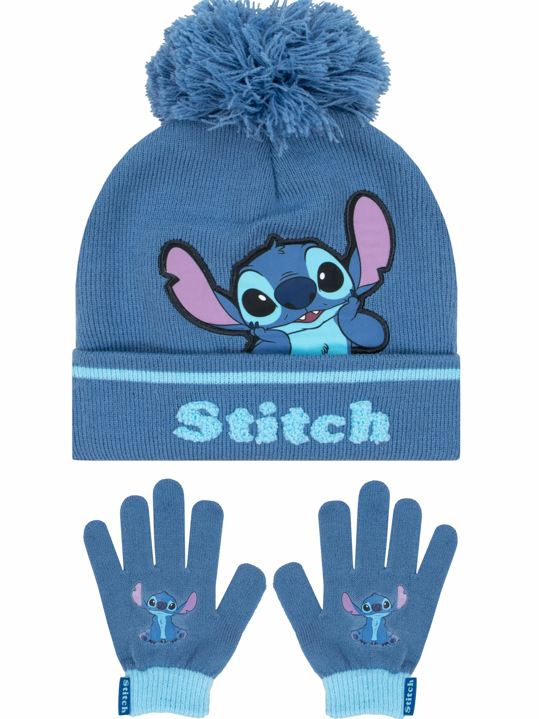 Czapka I Rękawiczki Disney Stitch | Zestaw Czapka I Rękawiczki Lilo I Stitch | Zestaw Zimowy Dla Dziewczynek | One Size Niebieski