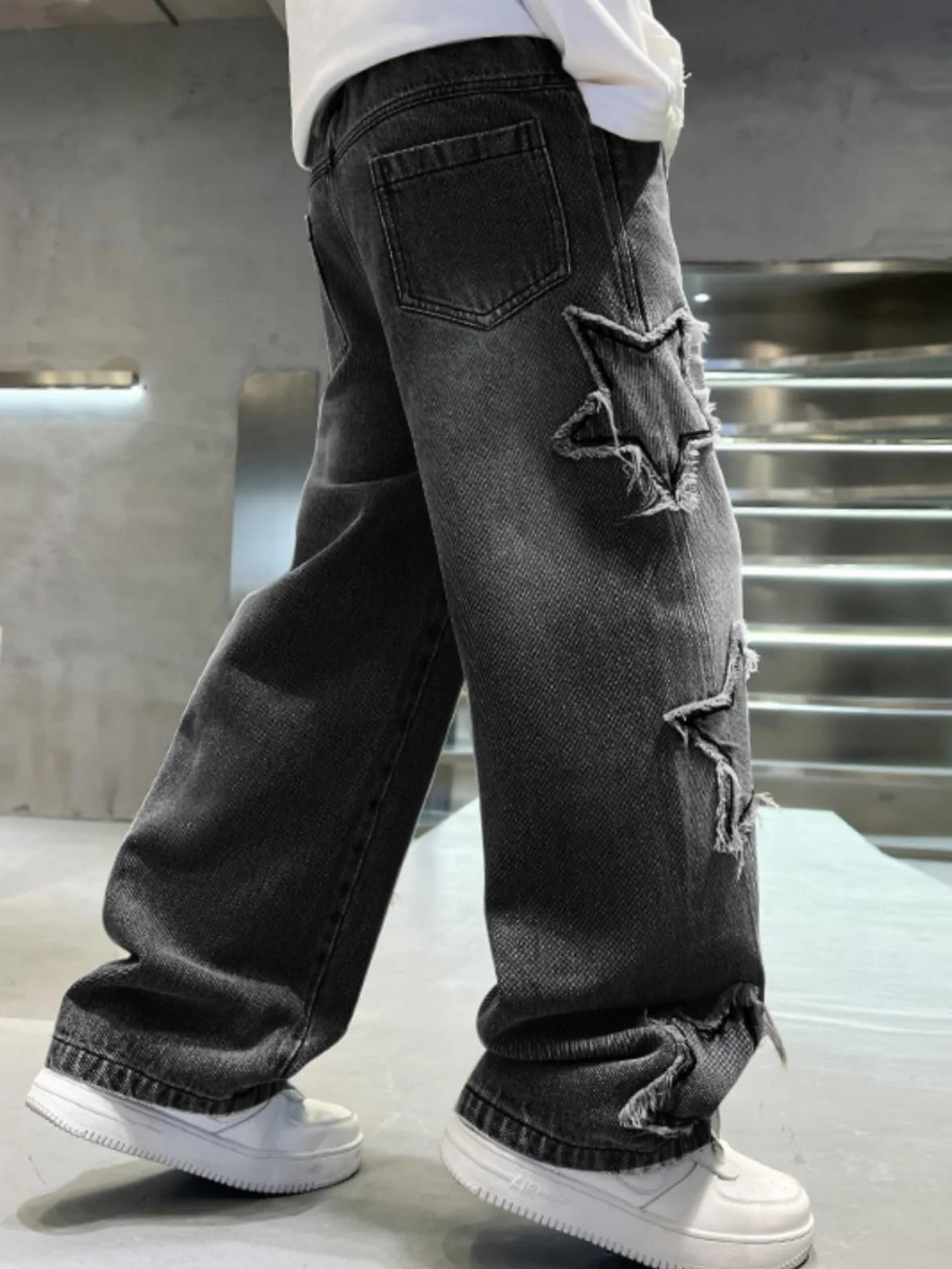 Rolanko Bootcut Baggy dżinsy chłopięce z wieloma kieszeniami Vintage Denim Spodnie Streetwear dla dzieci