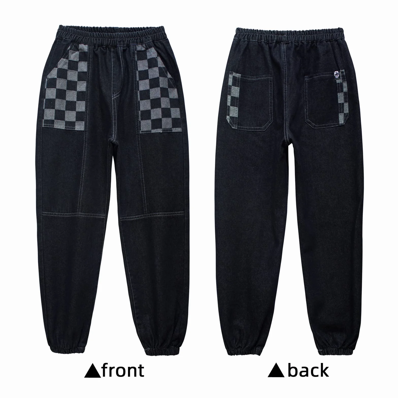 MEILONGER Baggy Jeans chłopięce dziecięce elastyczne spodnie ze stretchem w talii, modne spodnie jeansowe