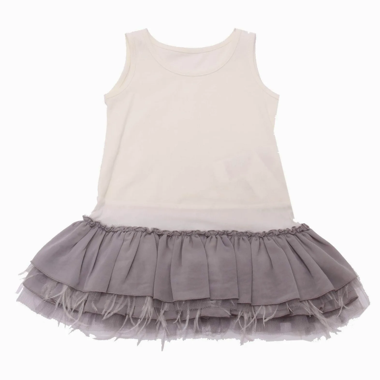 6794AD abito bimba girl MONNALISA grey cotton 2 in 1 dress kids