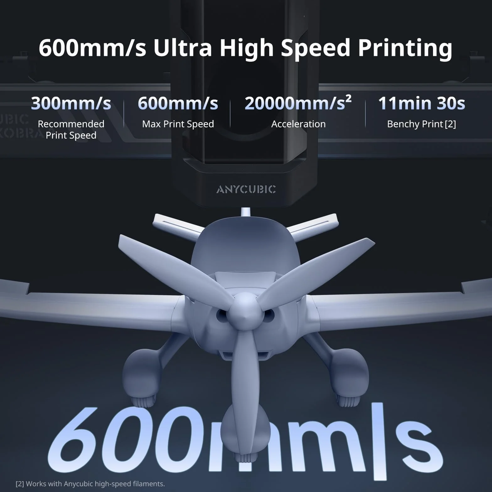Anycubic Kobra 3 3D Printer 600 mm/s wielokolorowe 250x250x260mm