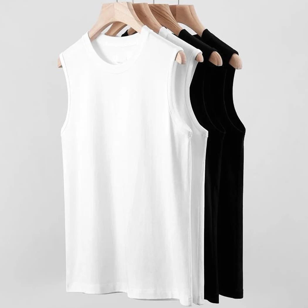 Męskie koszulki bez rękawów Kamizelka Casual Tank Tops, Biało-biały, M
