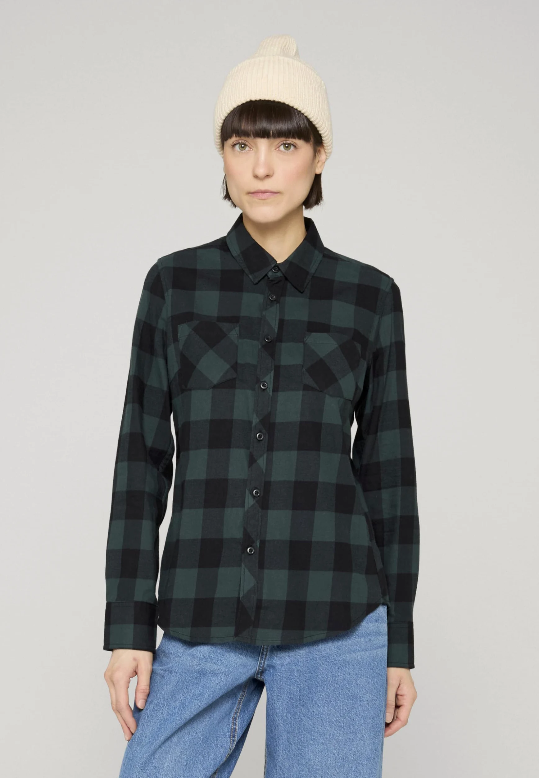 Urban Classics Ladies Turnup Checked Flanell Shirt Koszula Kobiety , Jasper/czarny , M
