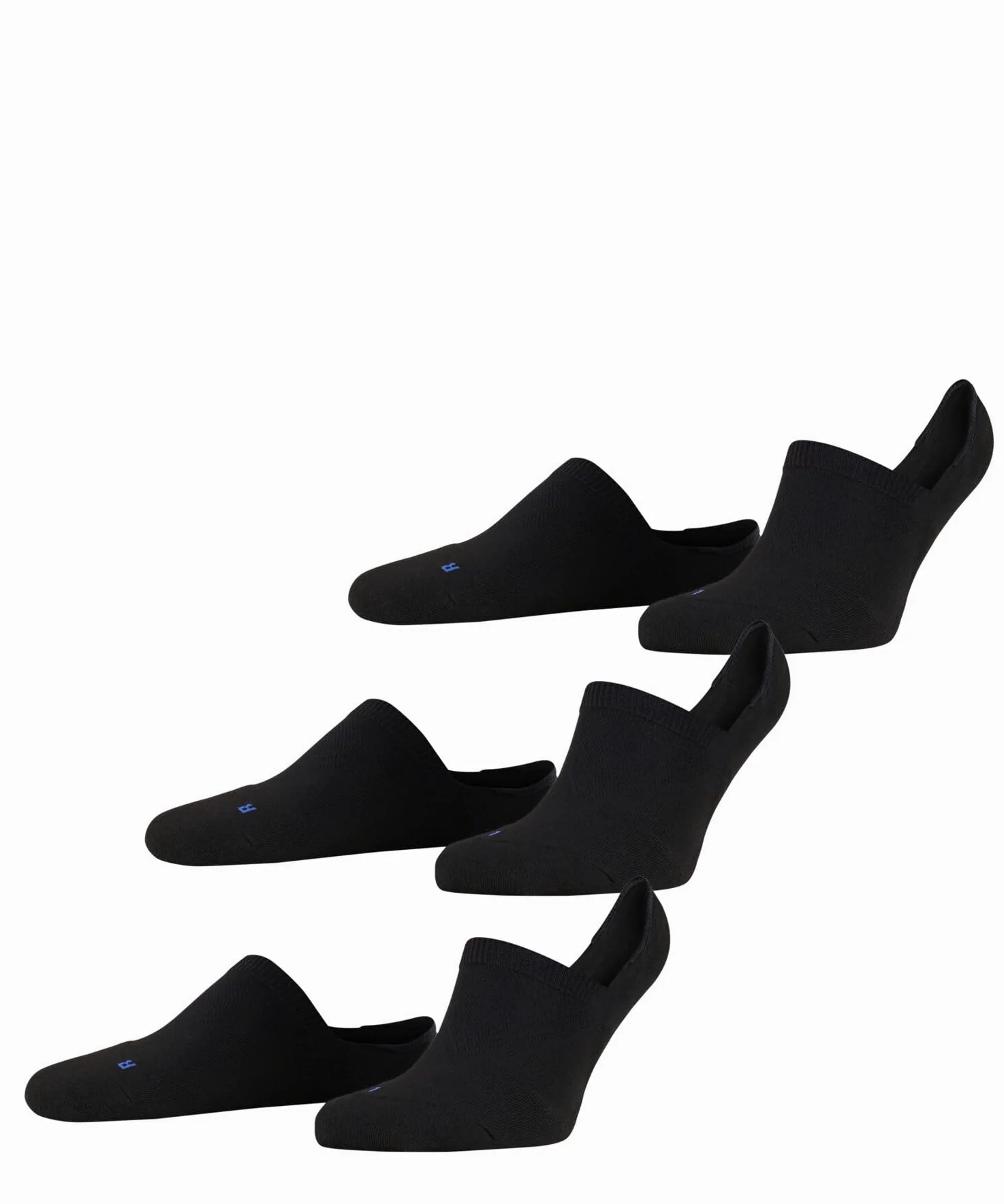 FALKE Uniseks Stopki Cool Kick Invisible Multipack U In Oddychający I Szybkoschnący niewidoczne jednokolorowe 3 Pak, Czarny Black 3000, 44-45