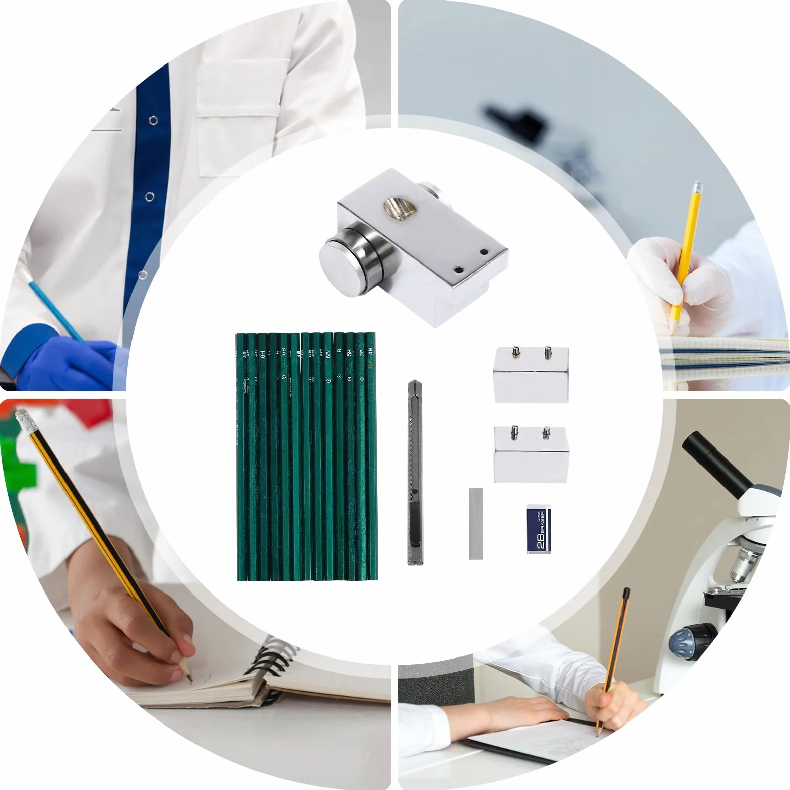 Ołówkowy tester twardości 3 w 1, ołówkowy tester twardości, przenośny tester zarysowań folii lakierniczej z odważnikami 500/750/1000 g i 13 ołówkami, tester twardości folii