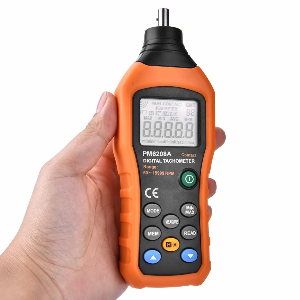 Obrotomierz cyfrowy, PEAKMETER PM6208A Typ styku Obrotomierz cyfrowy Silnik z podświetleniem LCD Dokładność Wskaźnik prędkości Tester ręczny