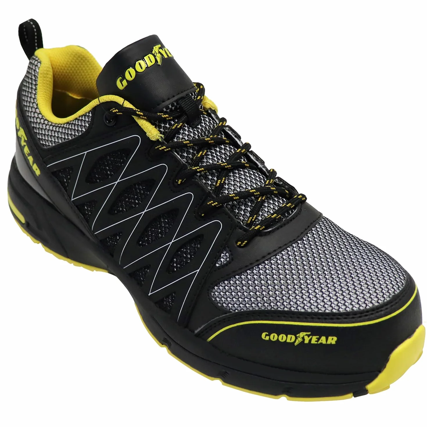 Goodyear GYSHU1502, męskie buty ochronne, czarne (Black/Yellow), 46 EU (5,5 UK)