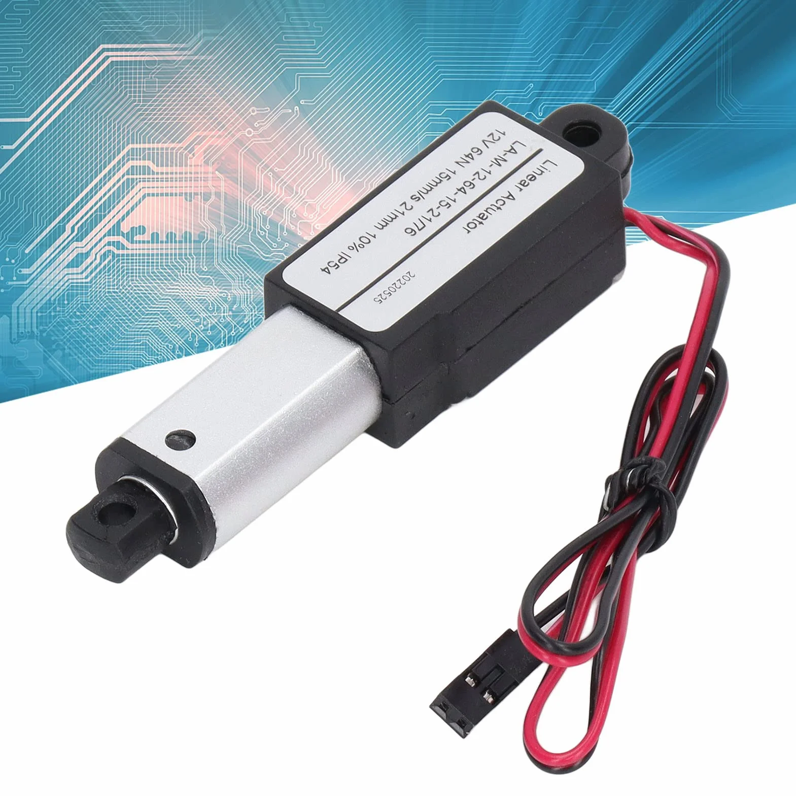 Mini Elektryczny Siłownik Liniowy 12V, 64N 15mm/s Mały Siłownik Liniowy z Uchwytami Montażowymi, Wodoodporny Siłownik Ruchu IP54 do Automatyki Domowej (21 mm)